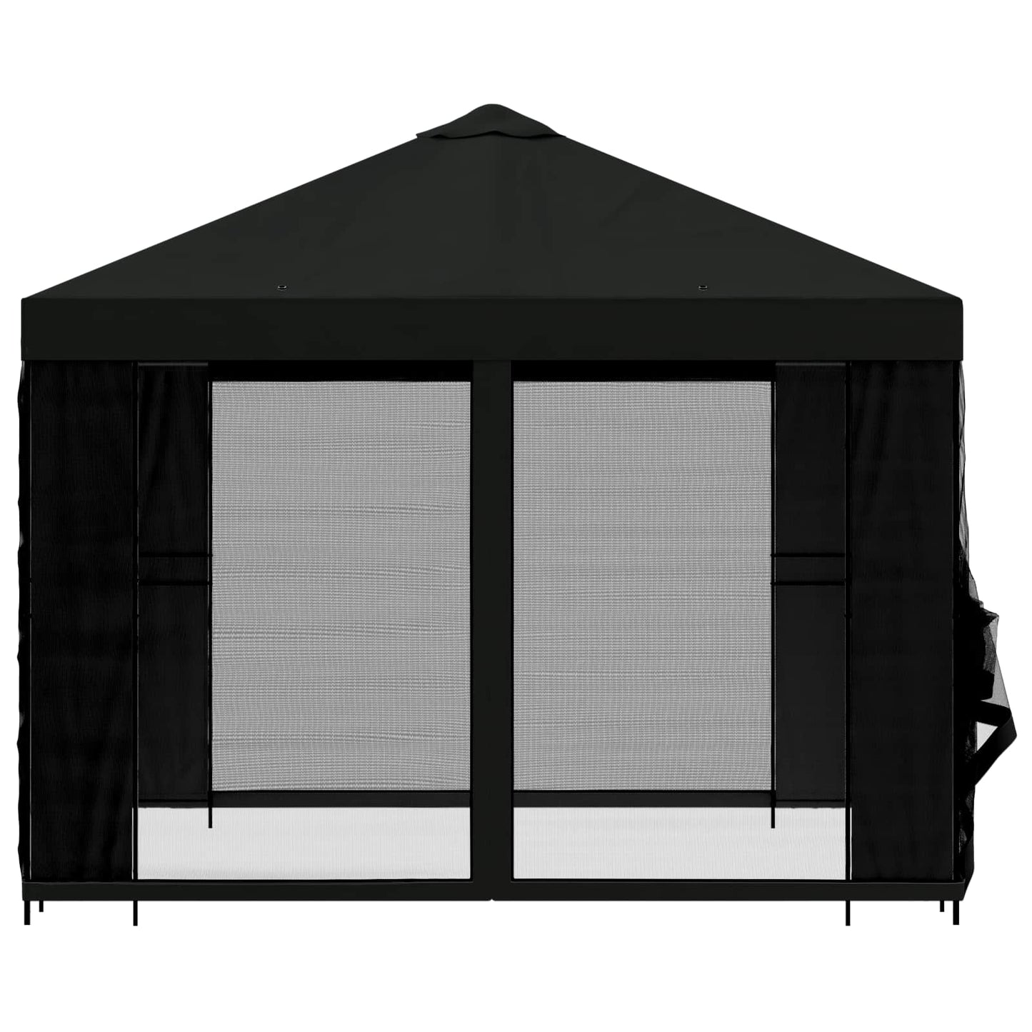 Hagepaviljong med sidevegger 3 x 3 m Svart Polyester og stål