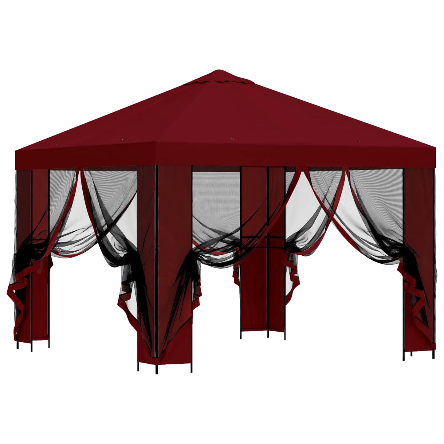 Hagepaviljong med sidevegger 3 x 3 m Burgunder