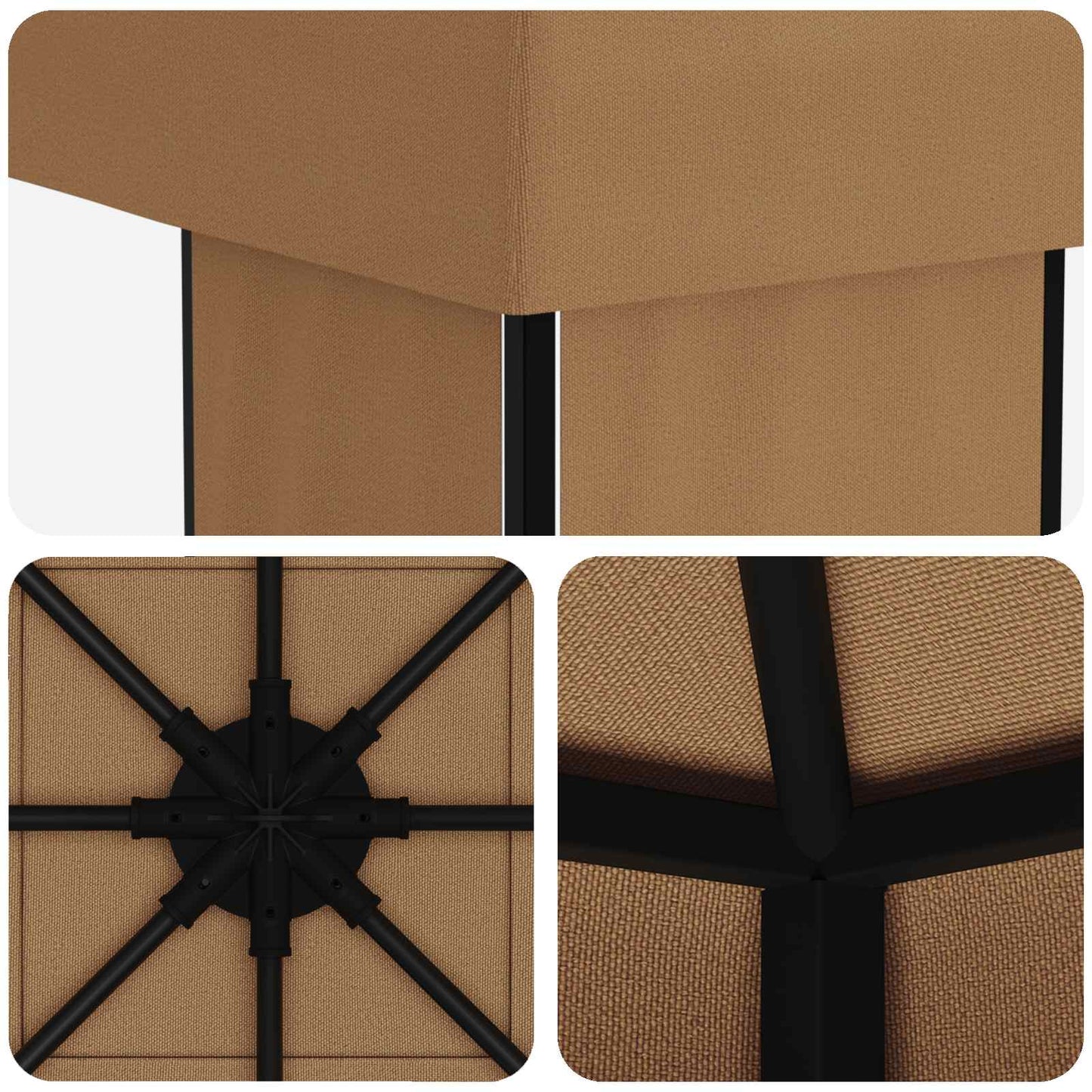 Paviljong 4 × 3 m Beige Polyester og stål 190 gsm