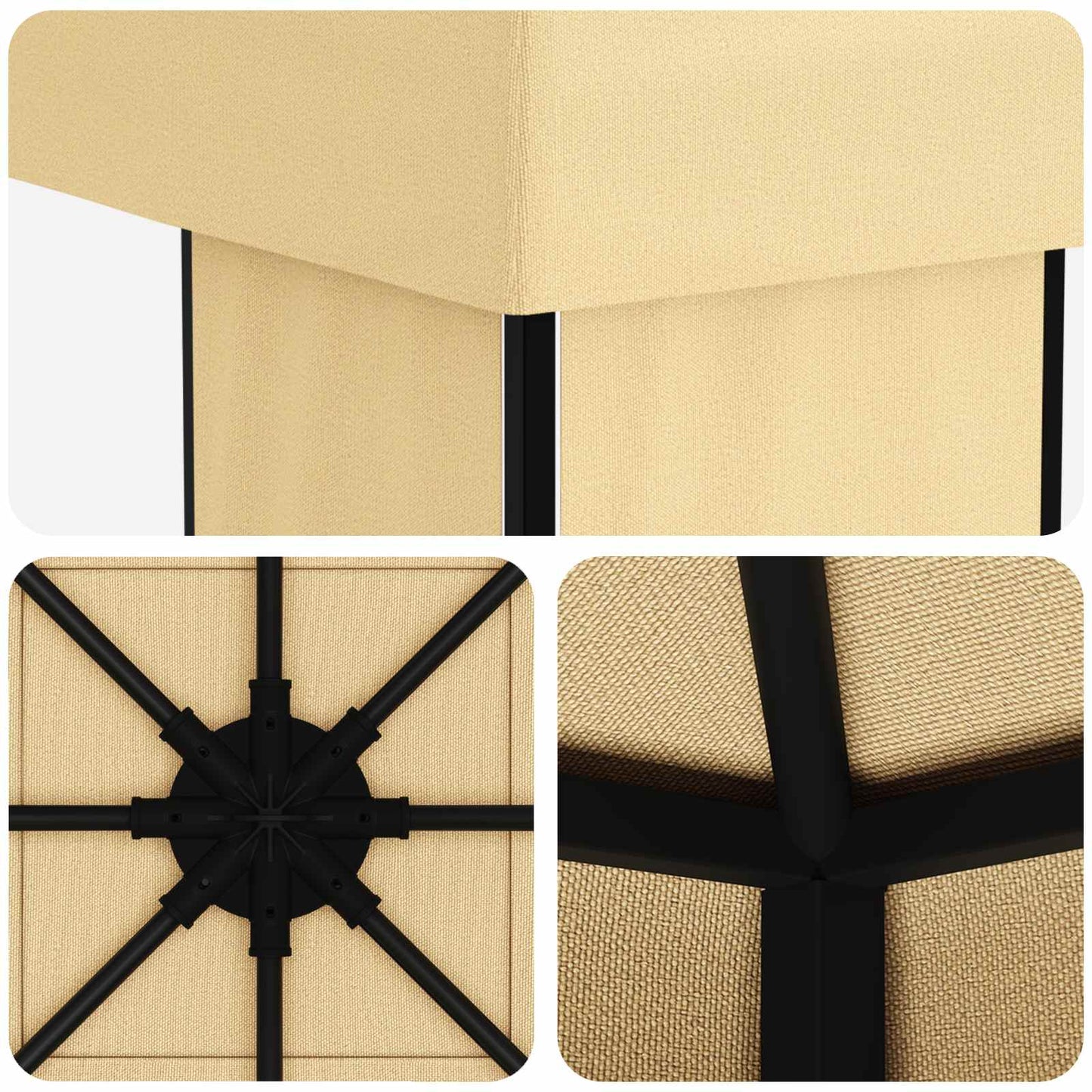 Paviljong 4 × 3 m Krem Polyester og stål 190 gsm