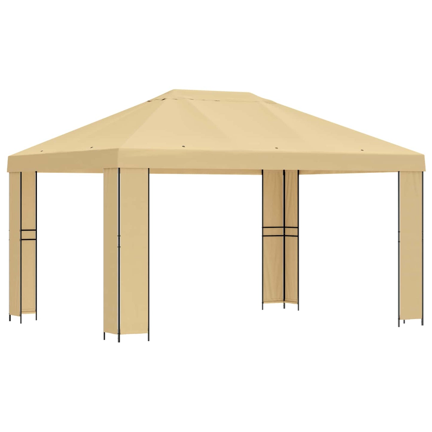 Paviljong 4 × 3 m Krem Polyester og stål 190 gsm