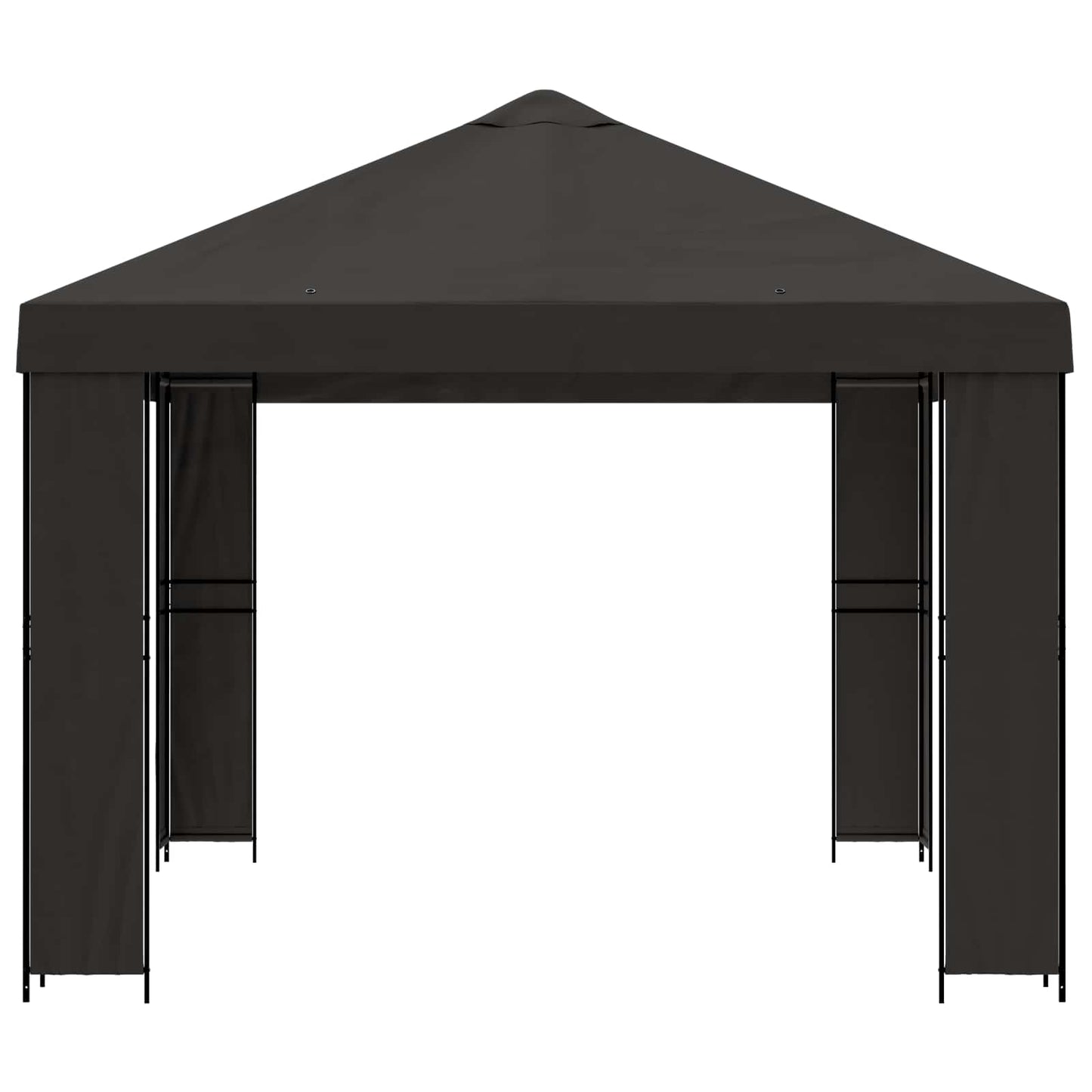 Paviljong 4 × 3 m Antrasitt Polyester og stål 190 gsm