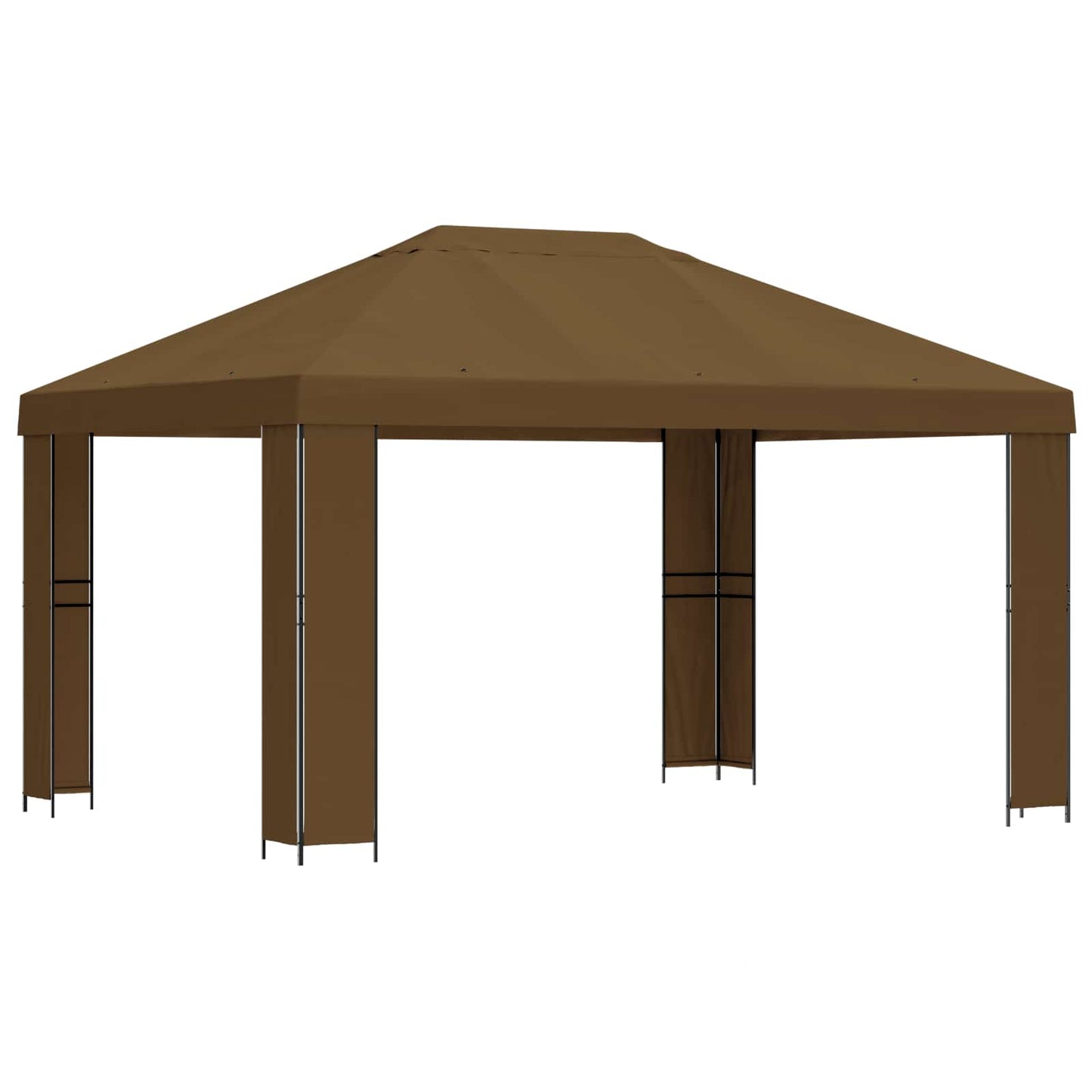 Paviljong 4 × 3 m Gråbrun Polyester og stål 190 gsm
