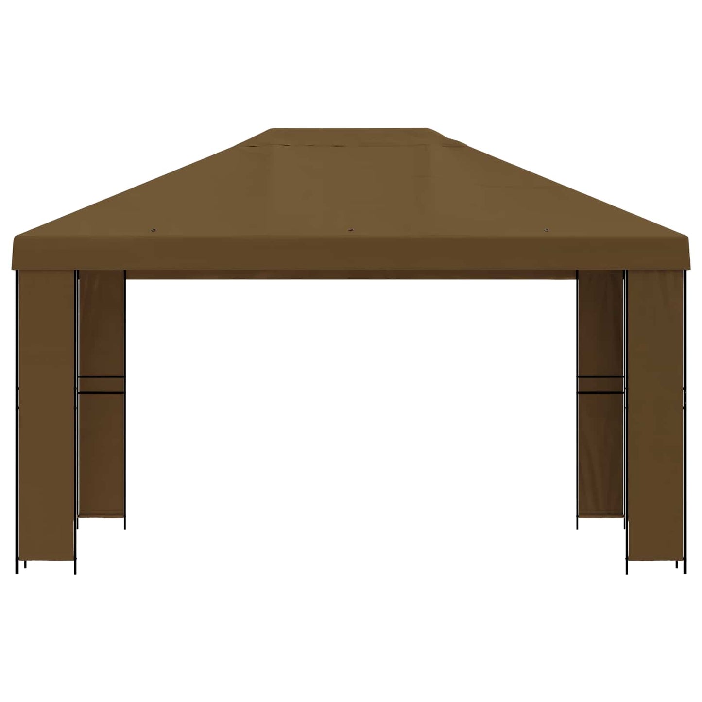 Paviljong 4 × 3 m Gråbrun Polyester og stål 190 gsm