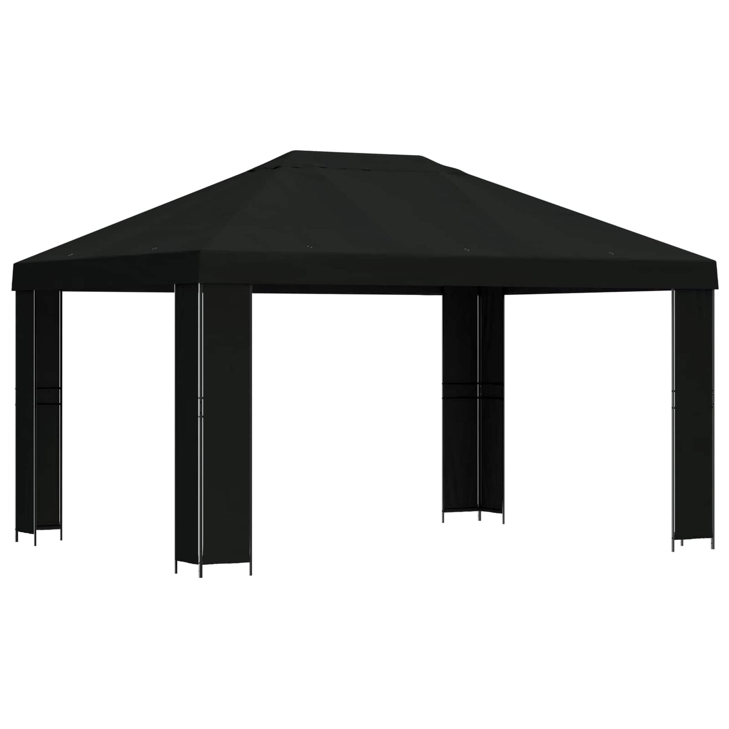 Paviljong 4 × 3 m Svart Polyester og stål 190 gsm