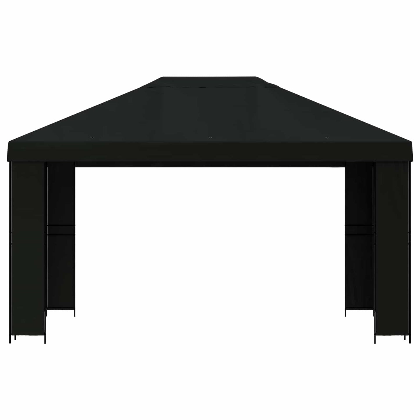 Paviljong 4 × 3 m Svart Polyester og stål 190 gsm