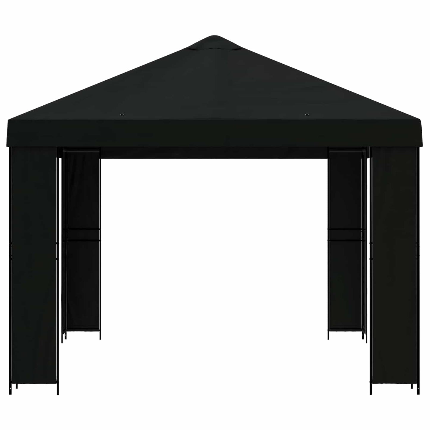Paviljong 4 × 3 m Svart Polyester og stål 190 gsm