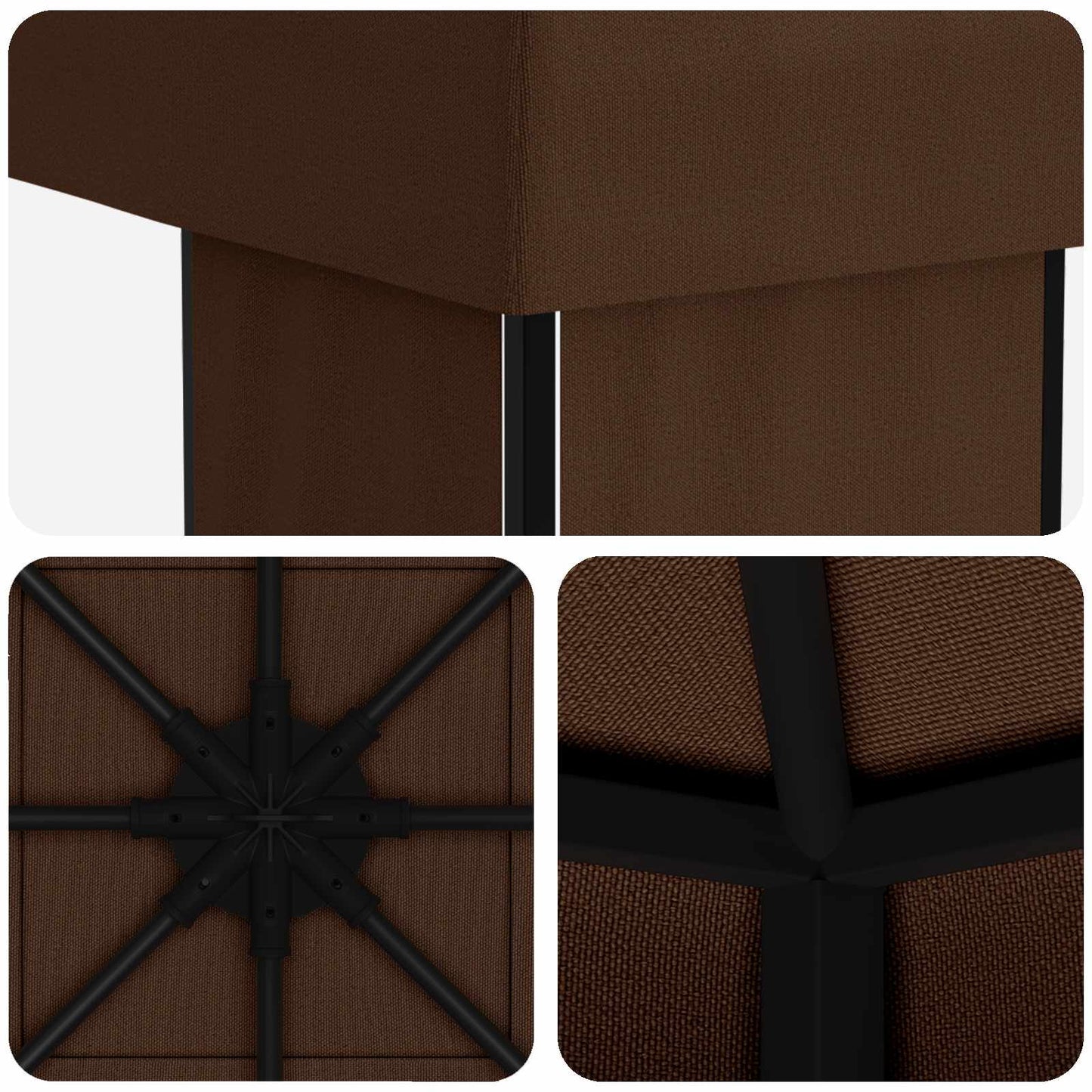 Paviljong 4 × 3 m Brun Polyester og stål 190 gsm