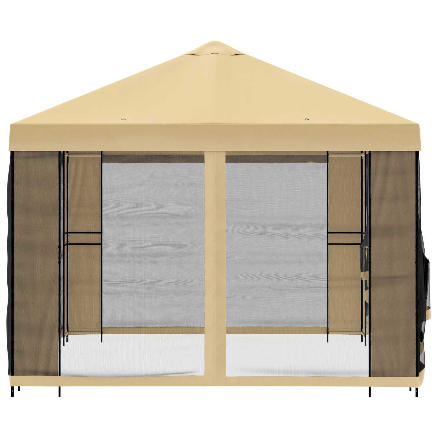 Hagepaviljong med sidevegger 4 × 3 m Krem Polyester og stål
