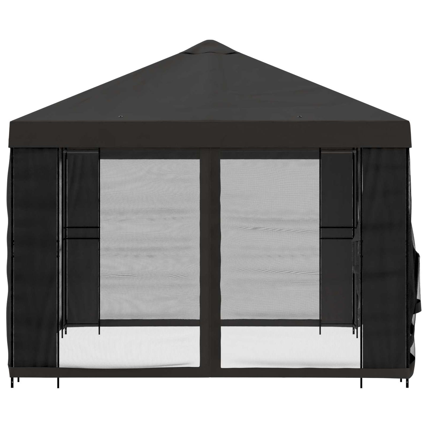 Hagepaviljong med sidevegger 4 × 3 m Antrasitt