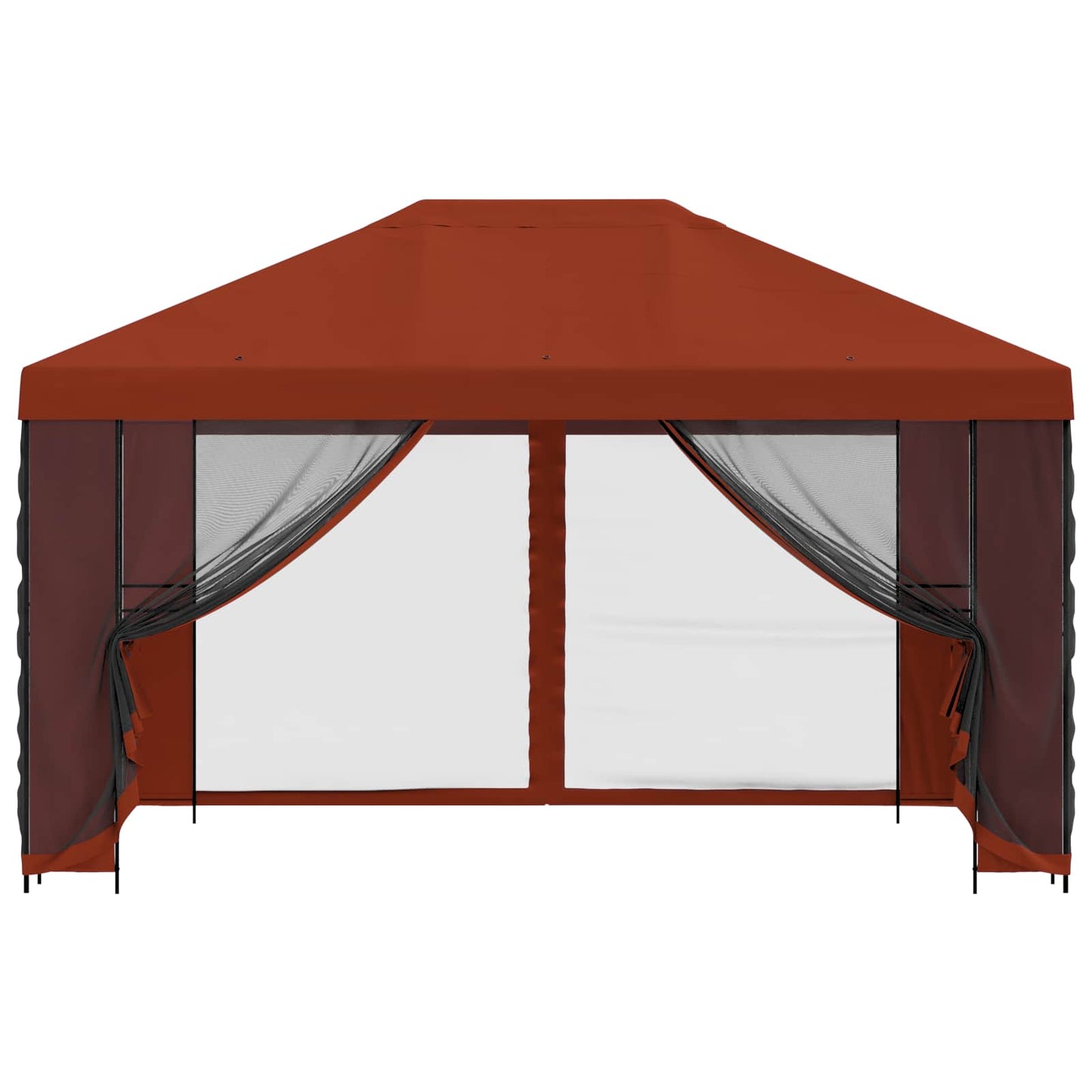 Paviljong med sidevegger 4 × 3 m Terrakotta Polyester og stål