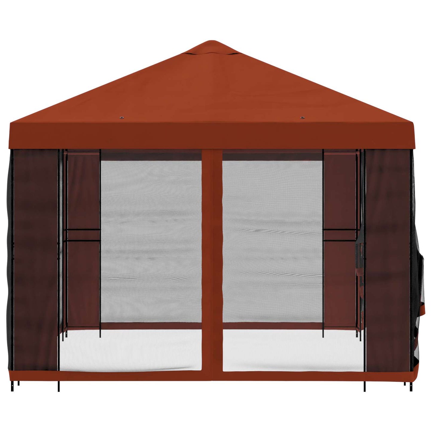 Paviljong med sidevegger 4 × 3 m Terrakotta Polyester og stål