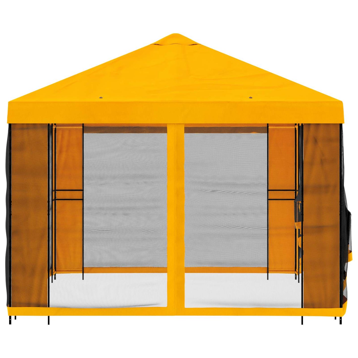 Hagepaviljong med sidevegger 4 × 3 m Gul Polyester og stål