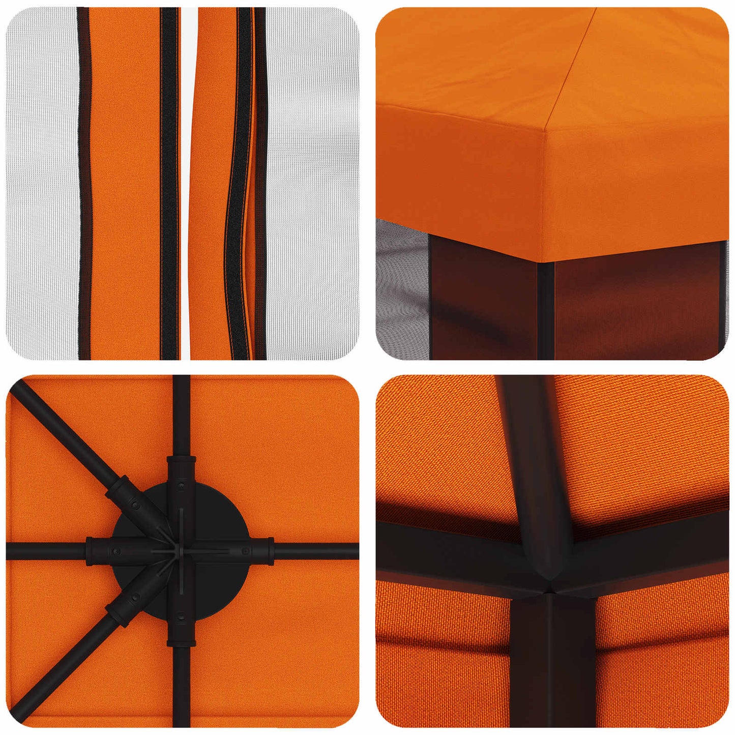 Hagepaviljong med sidevegger 4 × 3 m Oransje Polyester og stål