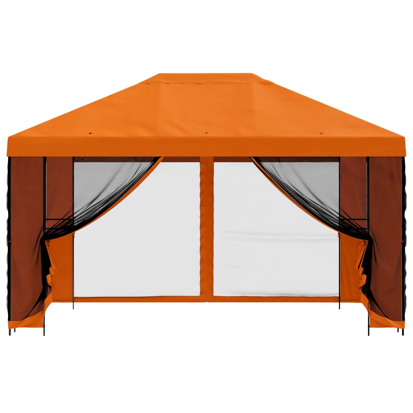 Hagepaviljong med sidevegger 4 × 3 m Oransje Polyester og stål