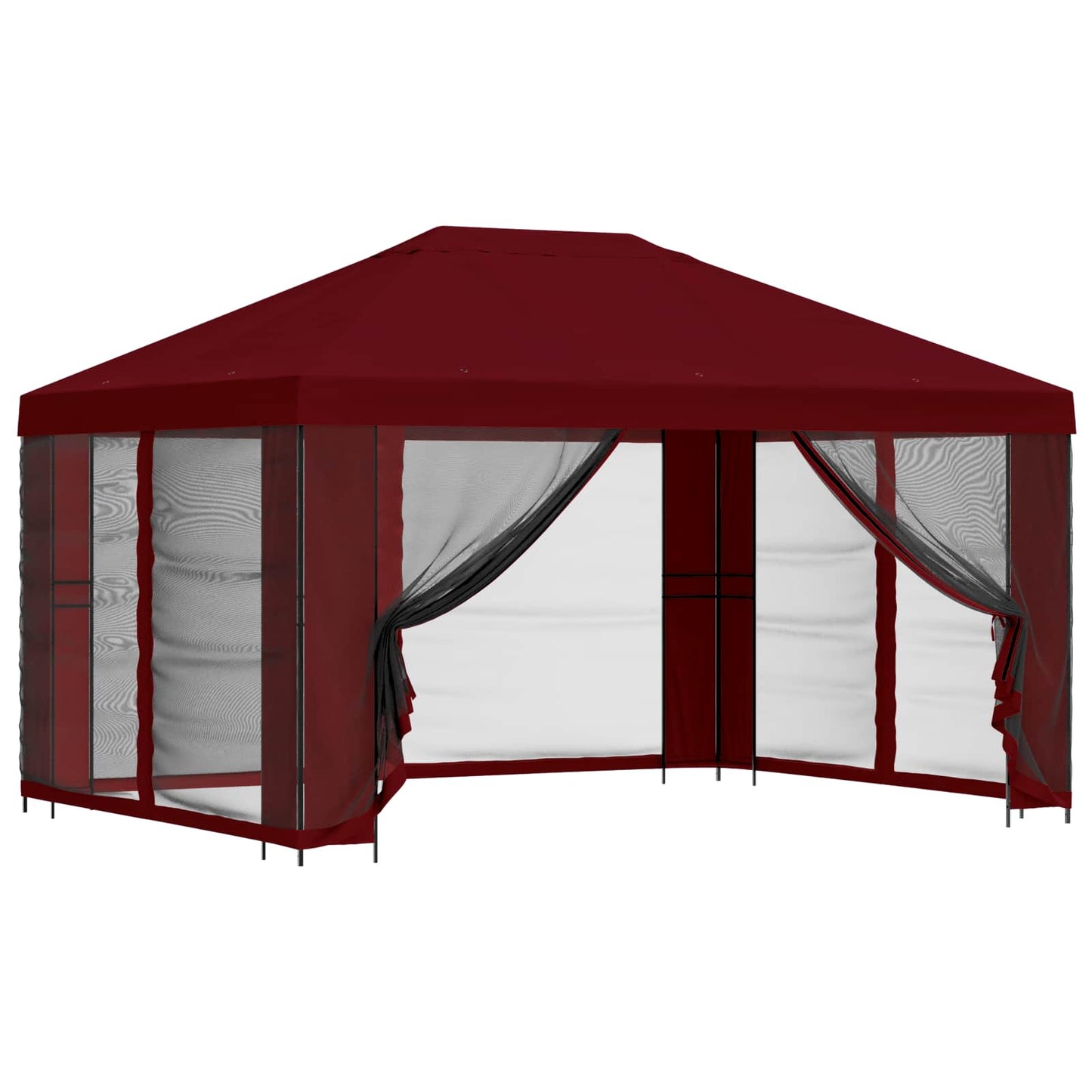 Hagepaviljong med sidevegger 4 × 3 m Burgunder