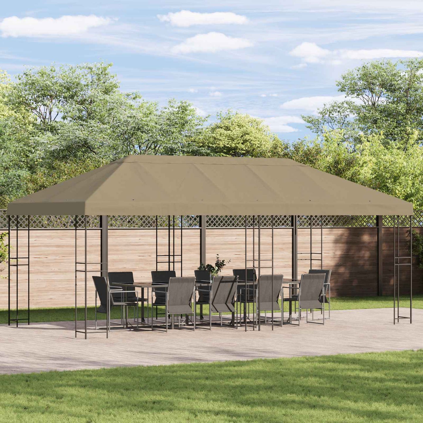 Hagepaviljong kanopydeksel 6 x 3 m Beige Polyester 190
