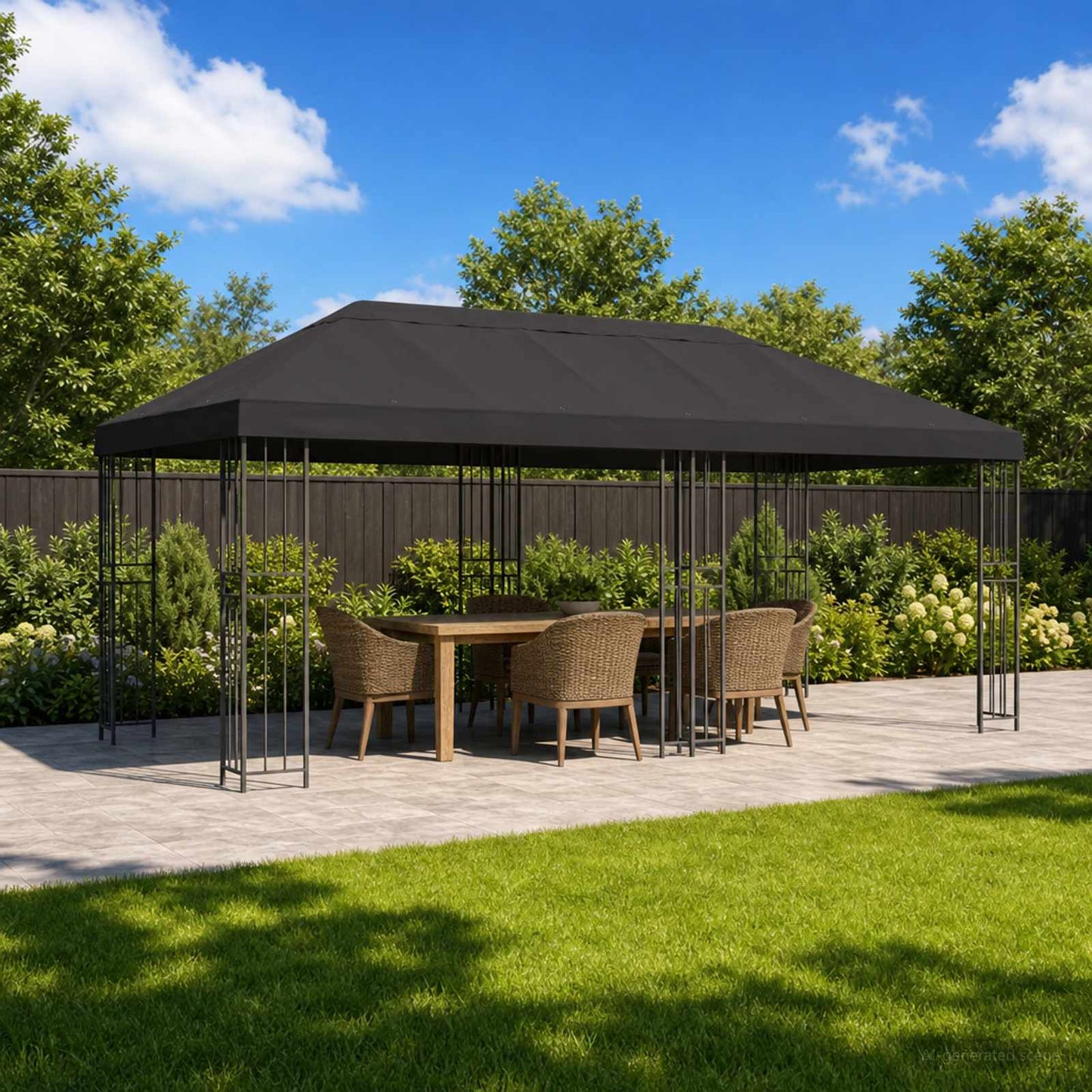 Hagepaviljong kanopydeksel 6 x 3 m Antrasitt Polyester 190