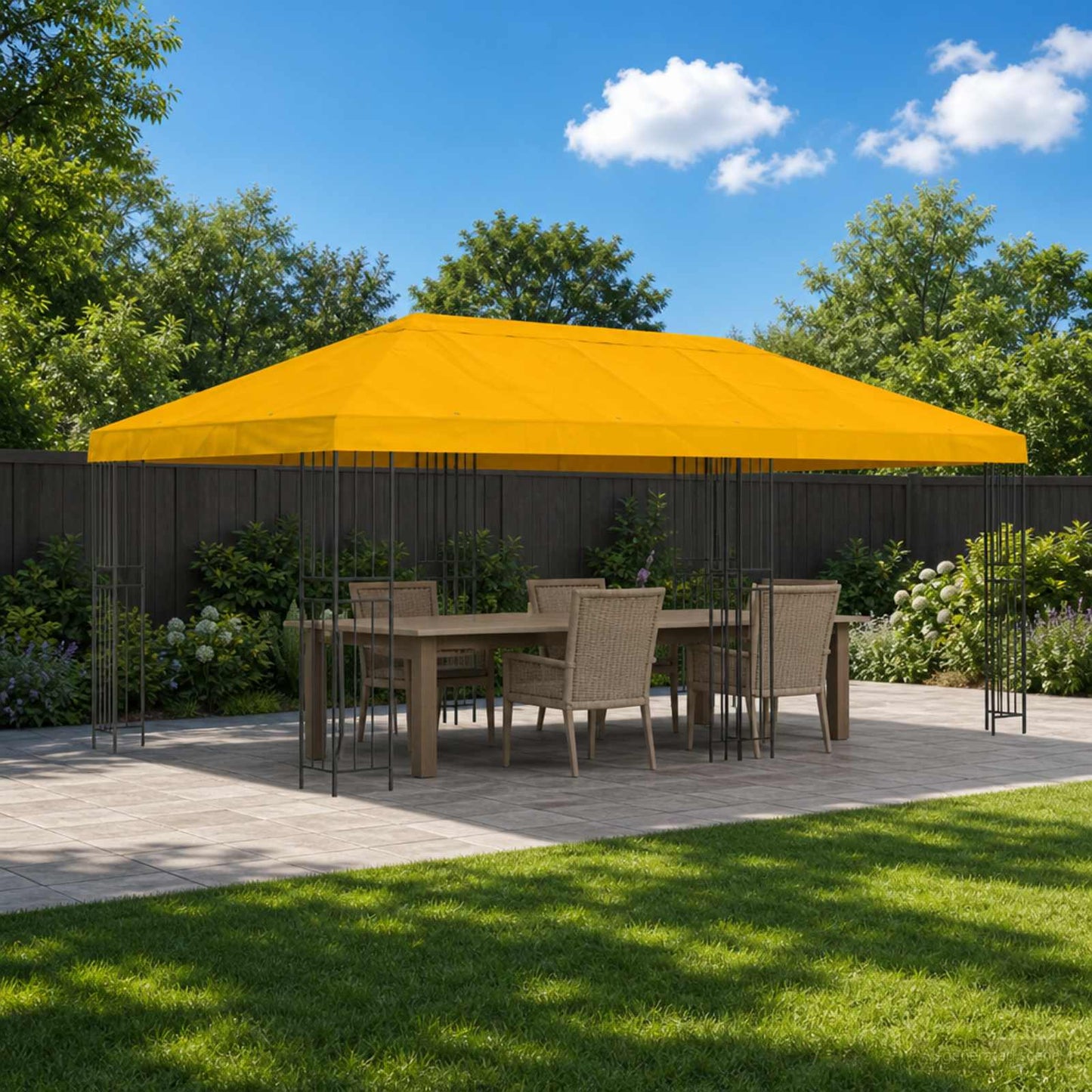 Hagepaviljong kanopydeksel 6 x 3 m Gul Polyester 190
