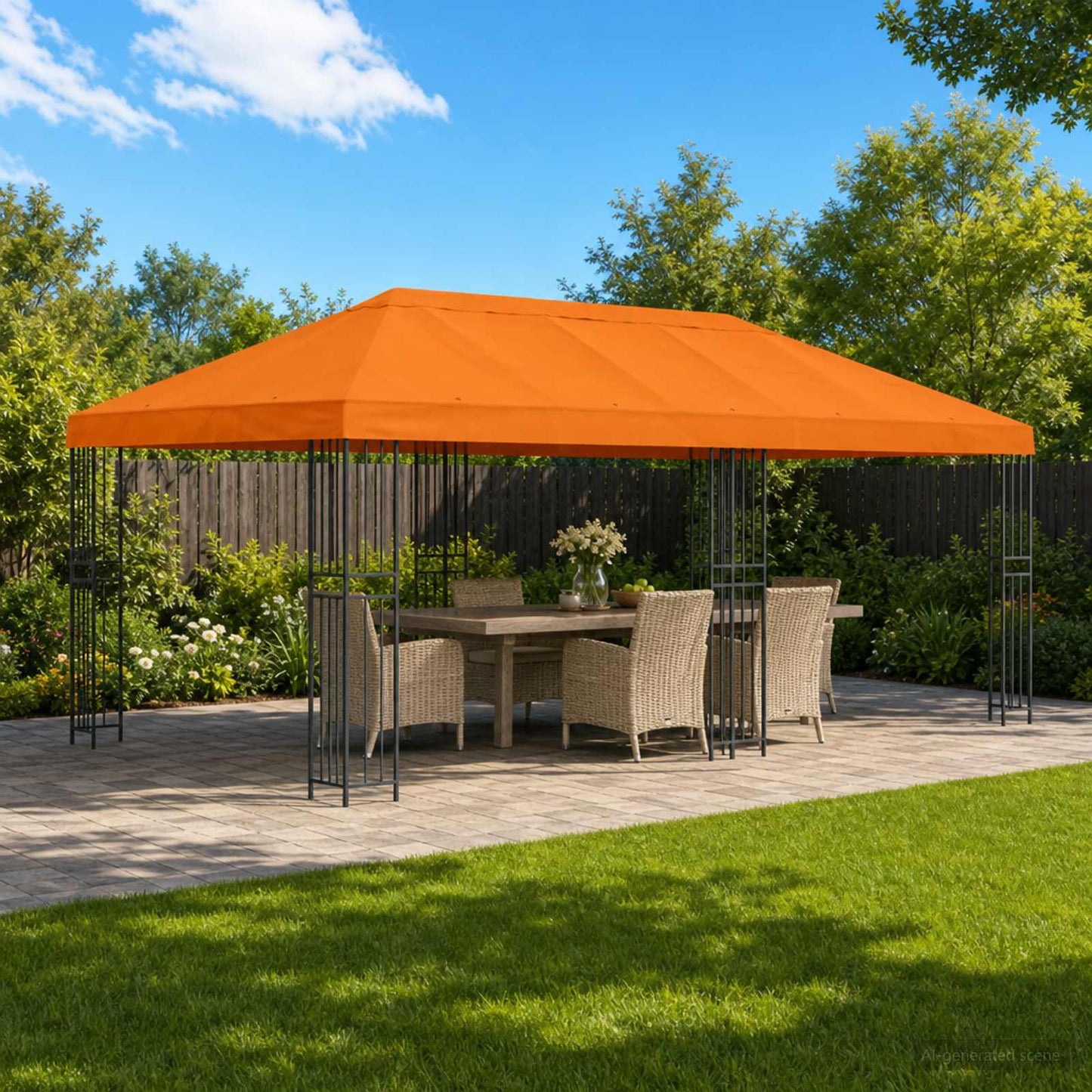 Hagepaviljong kanopydeksel 6 x 3 m Oransje Polyester 190
