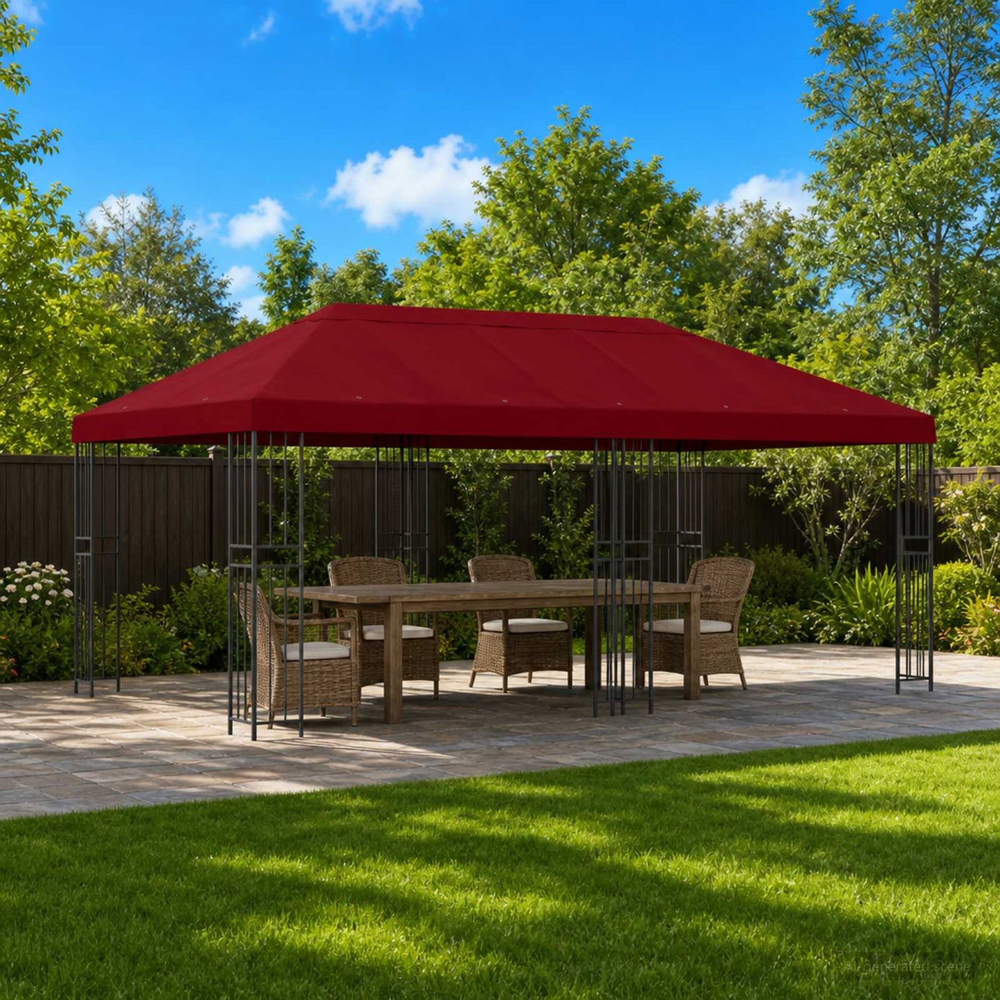 Hagepaviljong kanopydeksel 6 x 3 m Burgunder Polyester 190