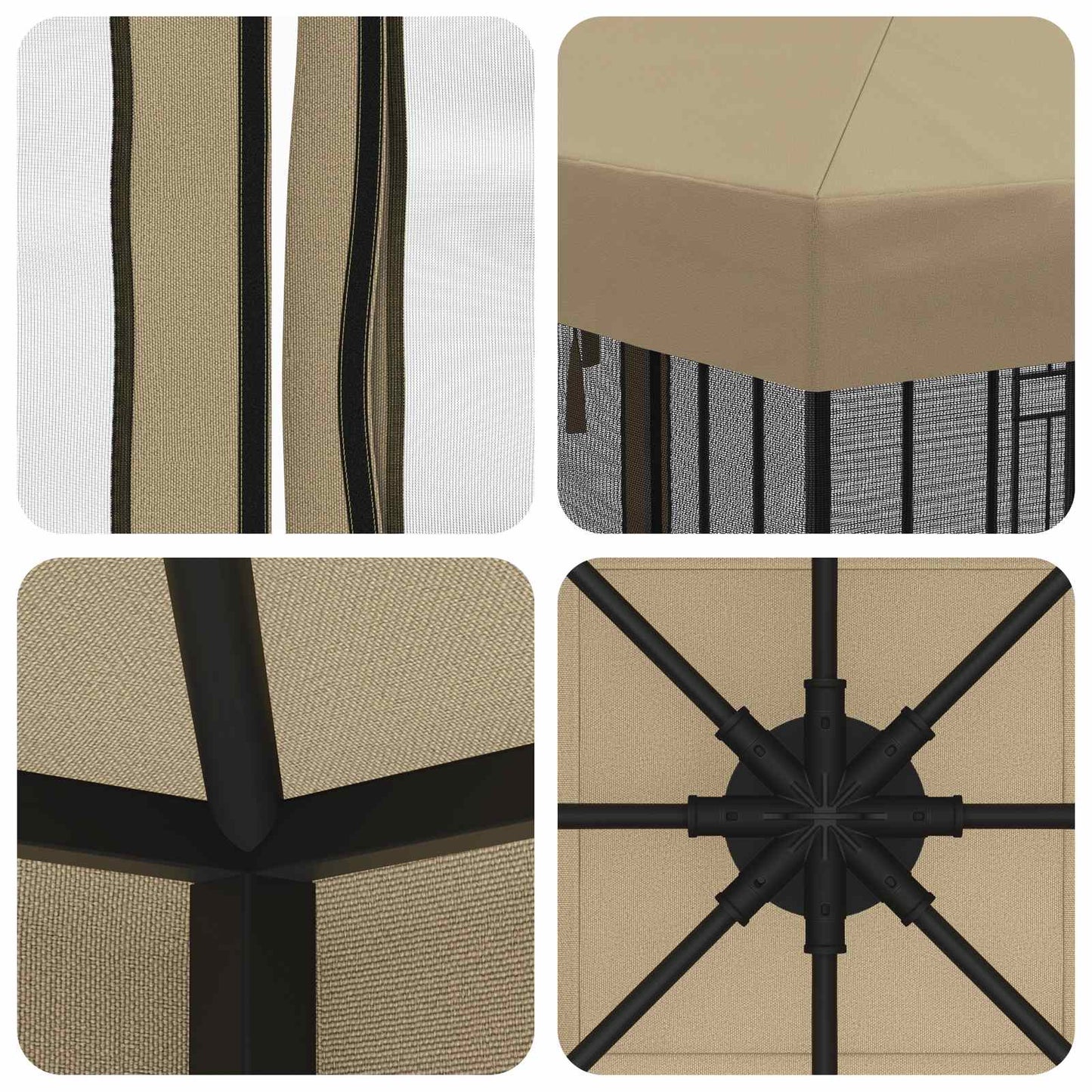 Teltduk med sidevegger 6 x 3 m Beige Polyester 190