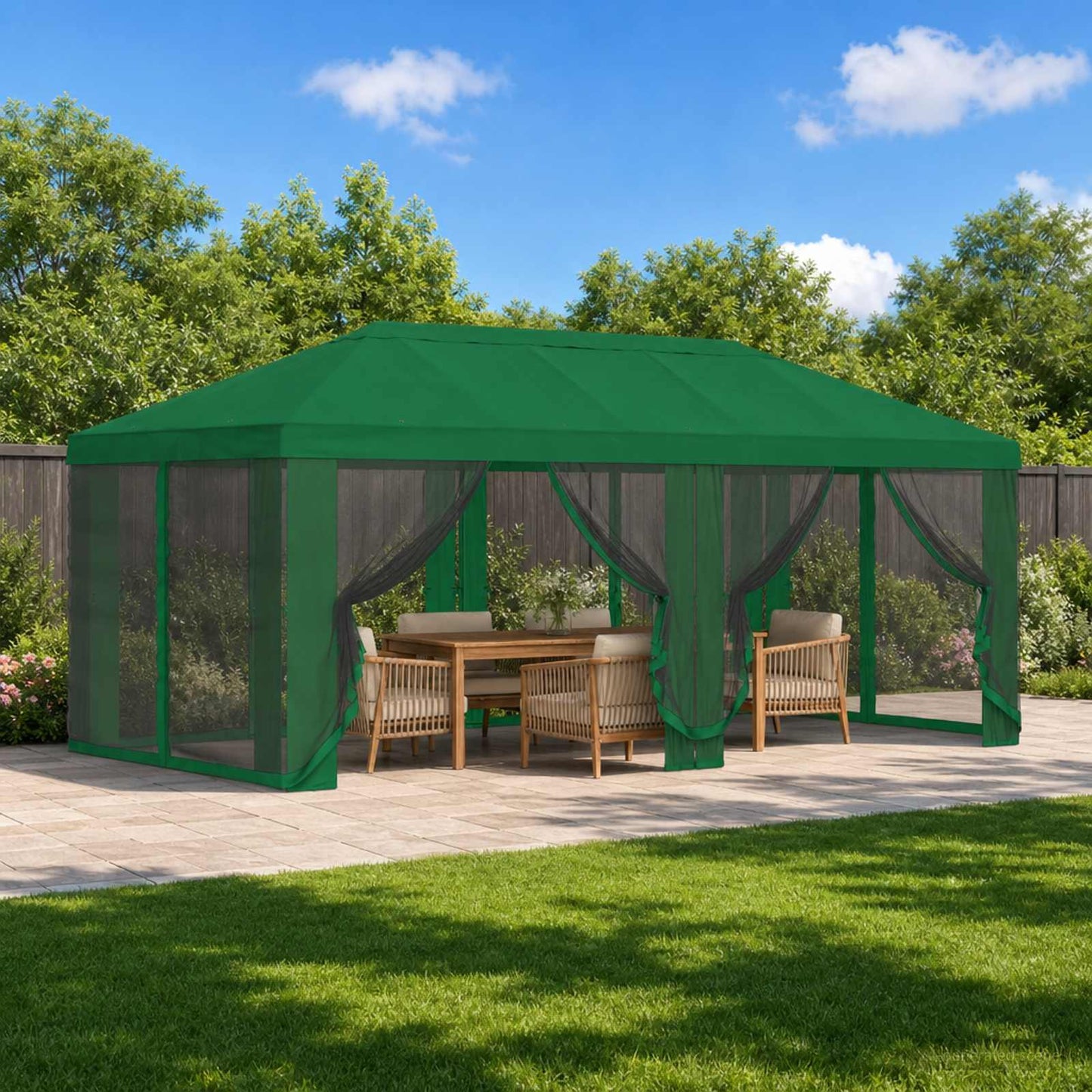 Teltduk med sidevegger 6 x 3 m Grønn Polyester 190