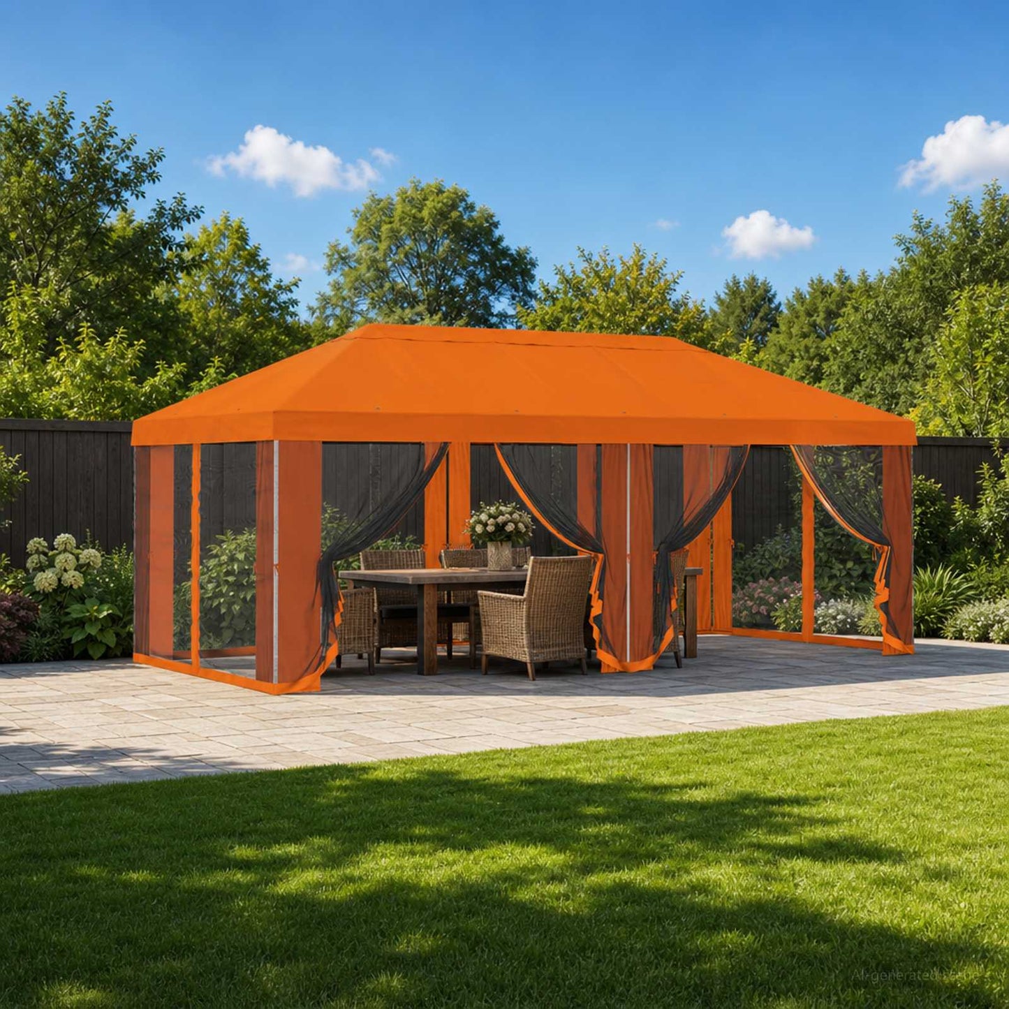 Teltduk med sidevegger 6 x 3 m Oransje Polyester 190