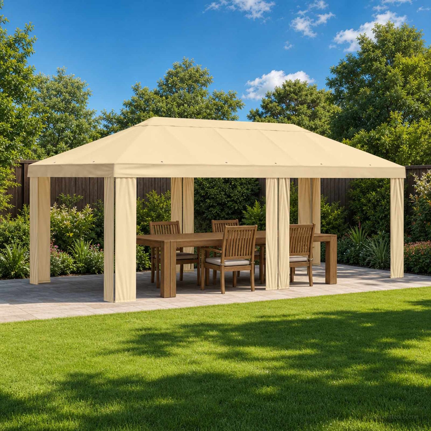 Gazebo Deksel 6 x 3 m Krem Polyester 190 gsm