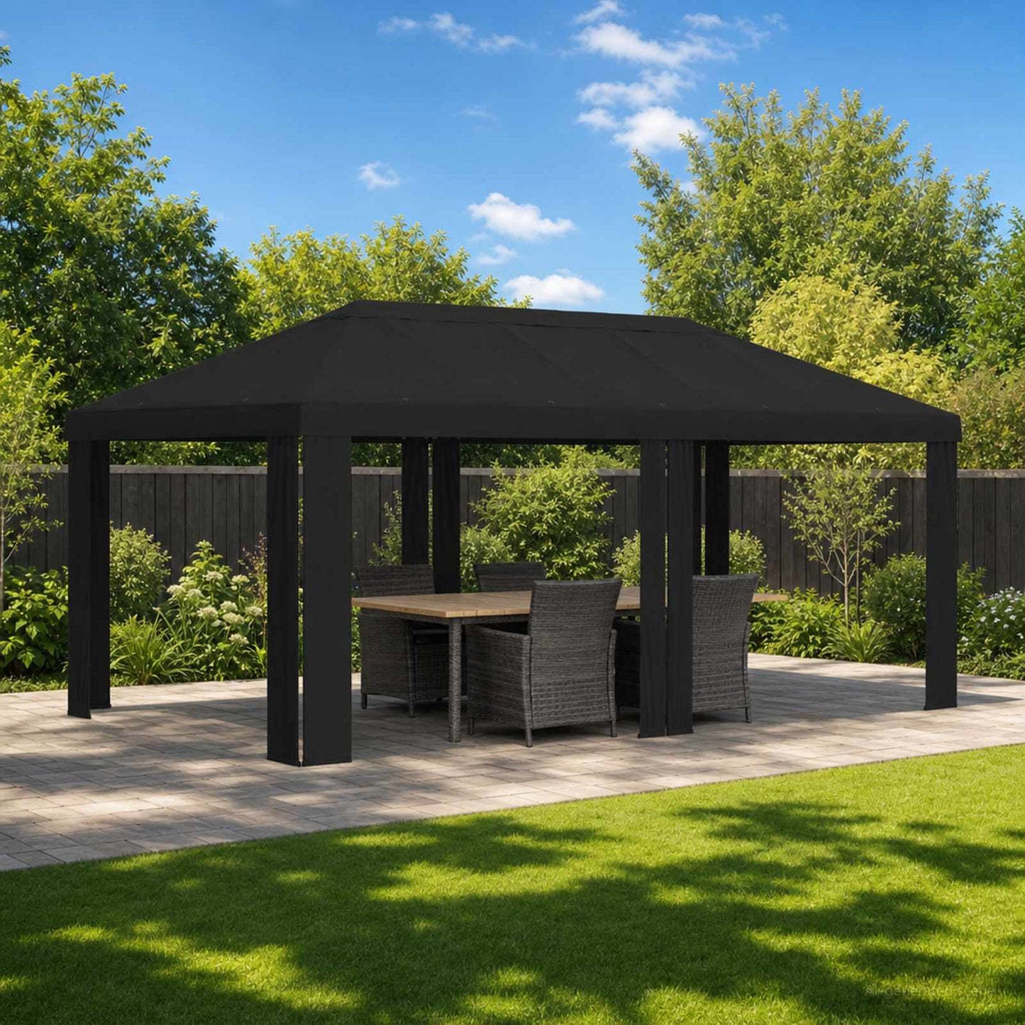Gazebo Deksel 6 x 3 m Svart Polyester 190 gsm