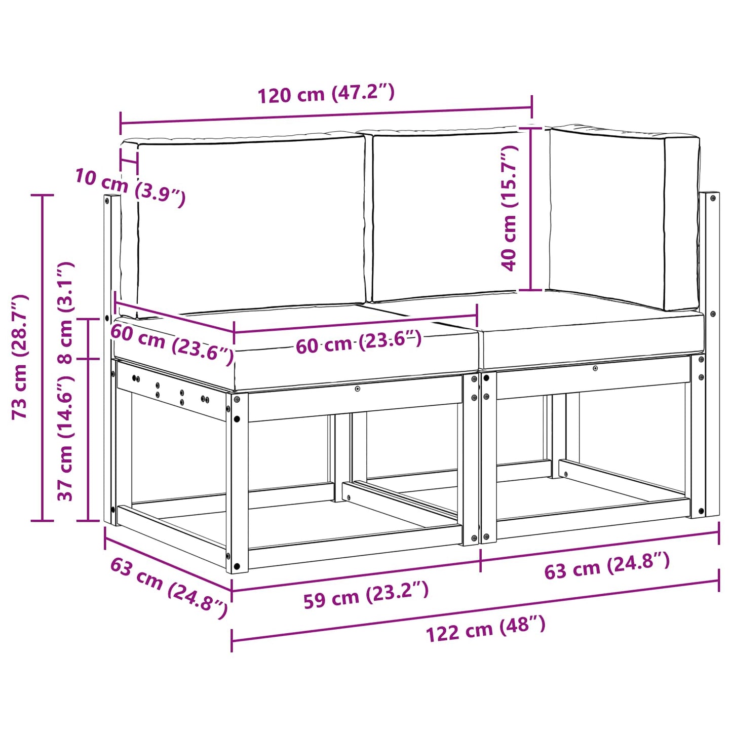 Utendørs midtbord og hjørnesofa 2 Stk Naturlig og Beige vidaXL