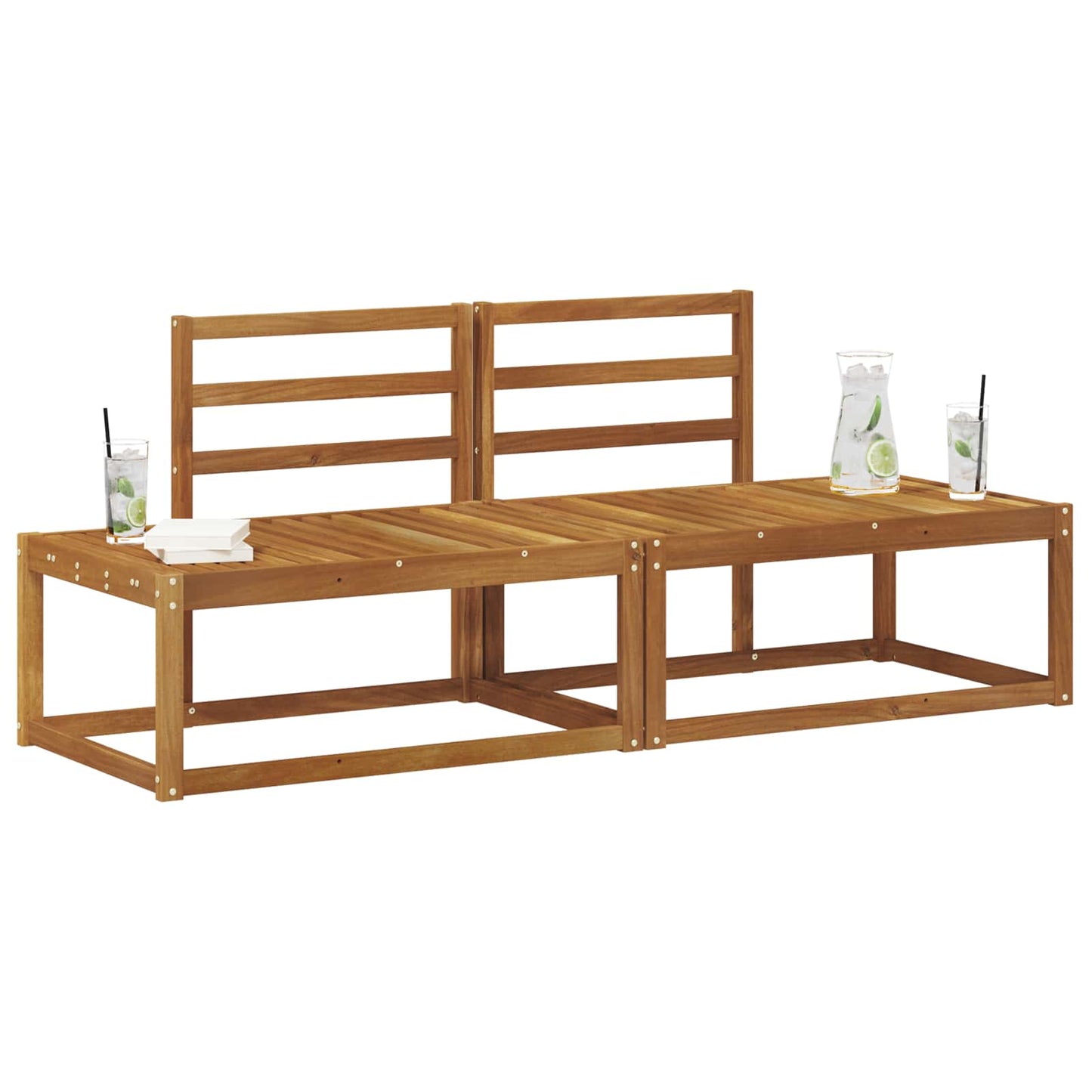 Utendørs End Sofagruppe 2 Stk Naturlig 182,5 x 63 x 73 cm vidaXL