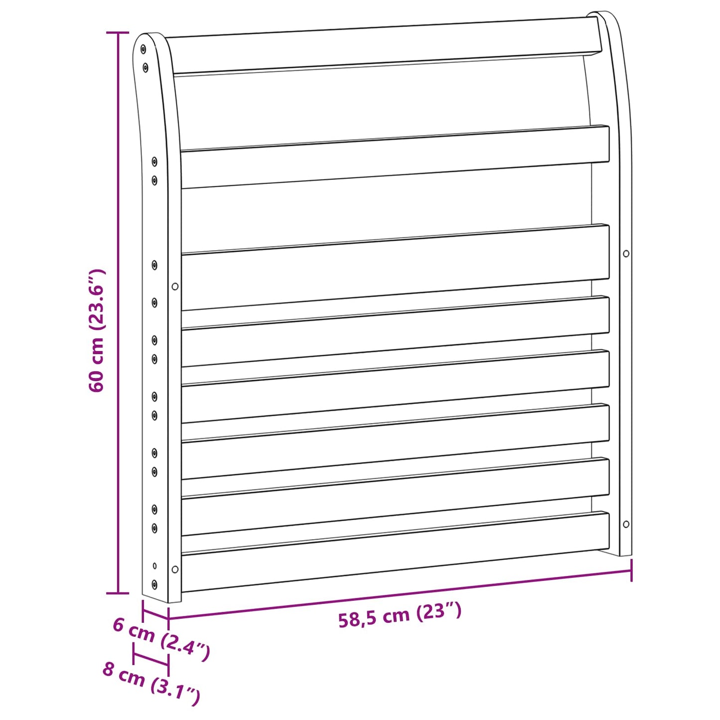 Armlene 2 pcs Naturlig 58,5 x 8 x 60 cm Solid akasietre