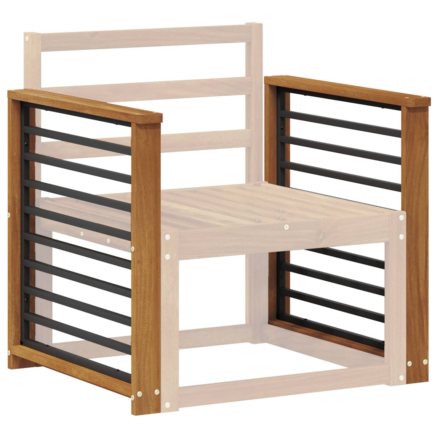 Armlene 2 pcs Naturlig 60 x 6 x 61 cm Solid akasietre