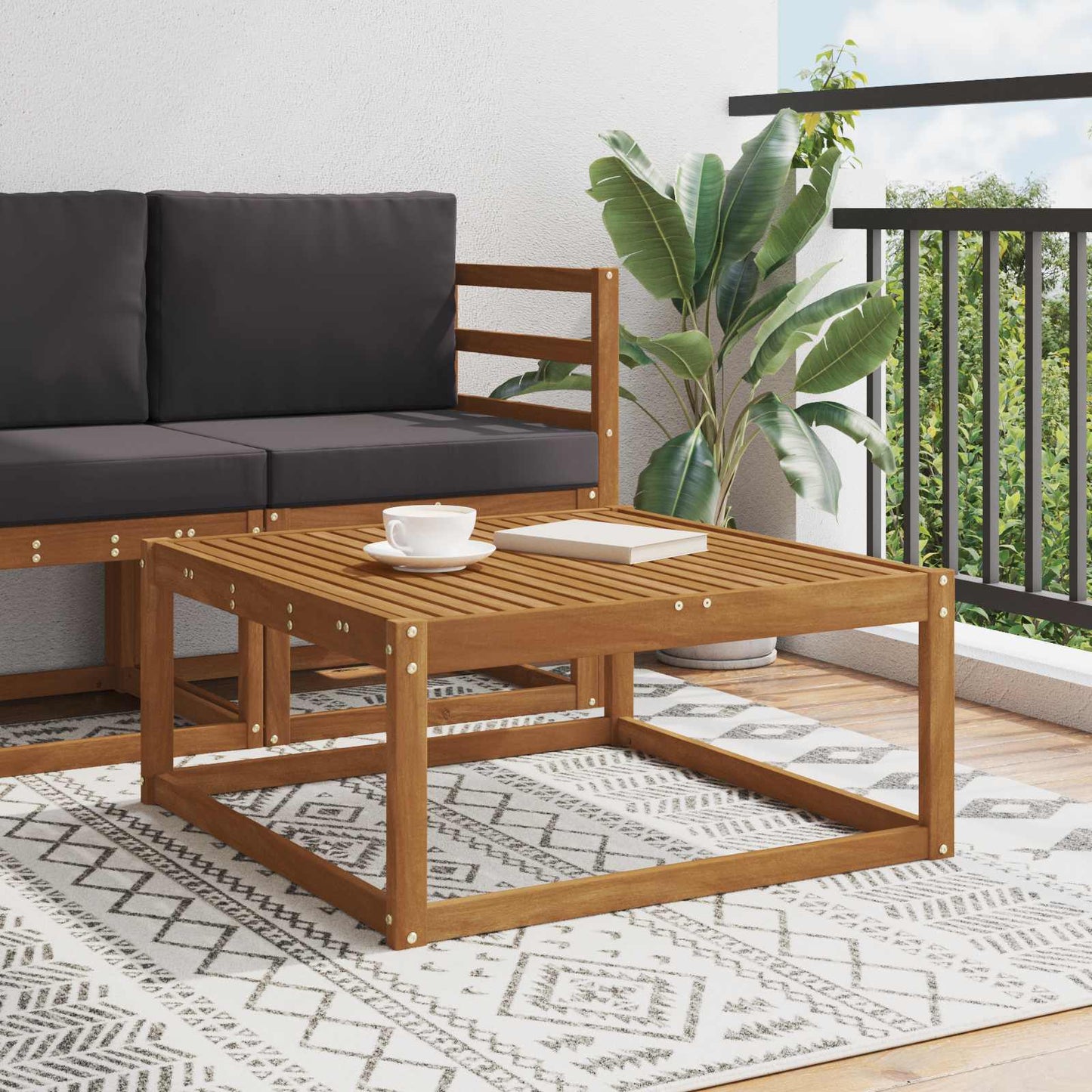 Utebord Solid akasietre Naturlig 79 x 79 x 37 cm vidaXL