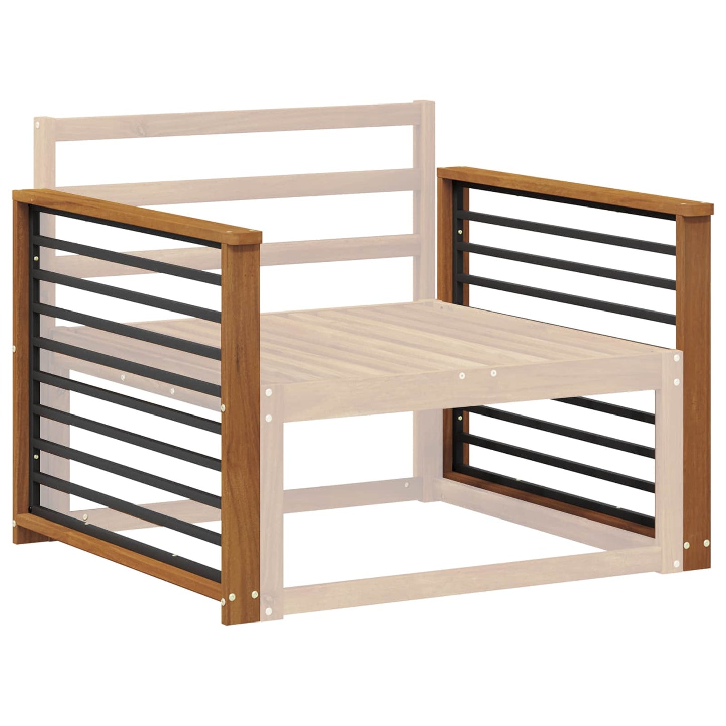Armlene 2 stk. Naturlig 80 x 6 x 61 cm Solid akasietre