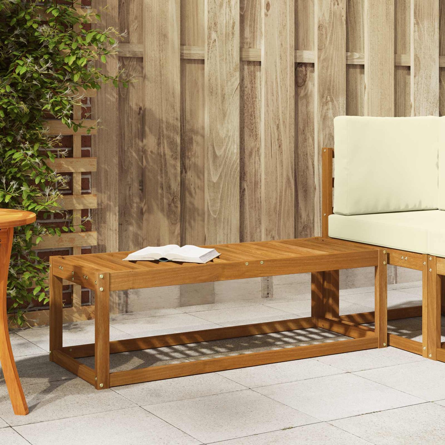 Utendørs Krakk Benk Naturlig 115 x 43 x 37 cm Solid akasietre