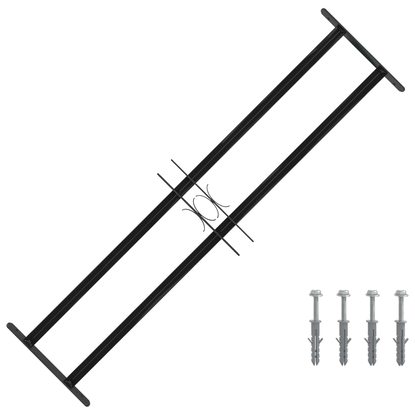 Vindu Gitter 115 x 30 cm Pulverlakkert stål Svart