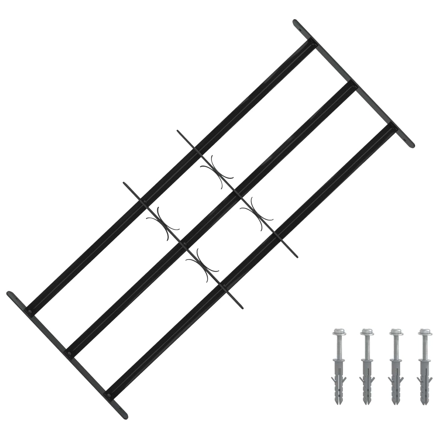 Vindu Gitter 116 x 45 cm Pulverlakkert stål Svart