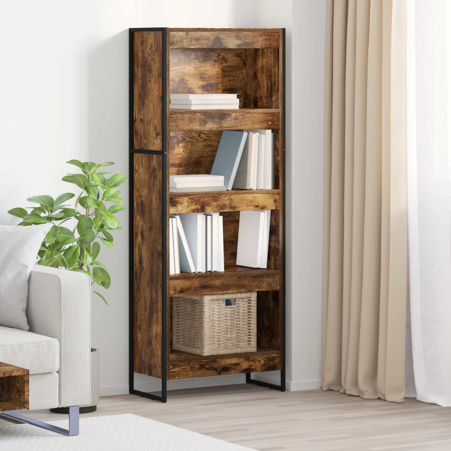 Bokskap Røyk Eik 60 x 30 x 155 cm Konstruert tre