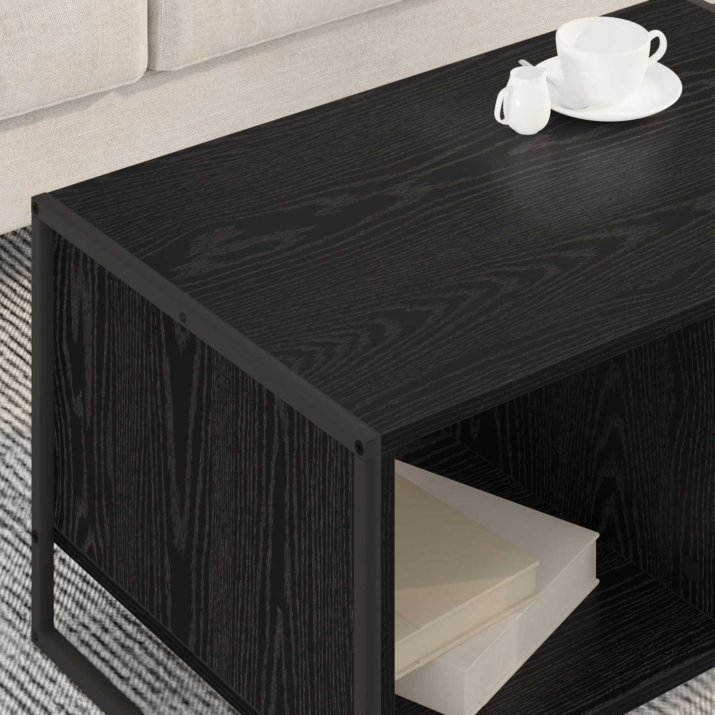 Kaffebord Svart Eik 80 x 50 x 40 cm Konstruert tre