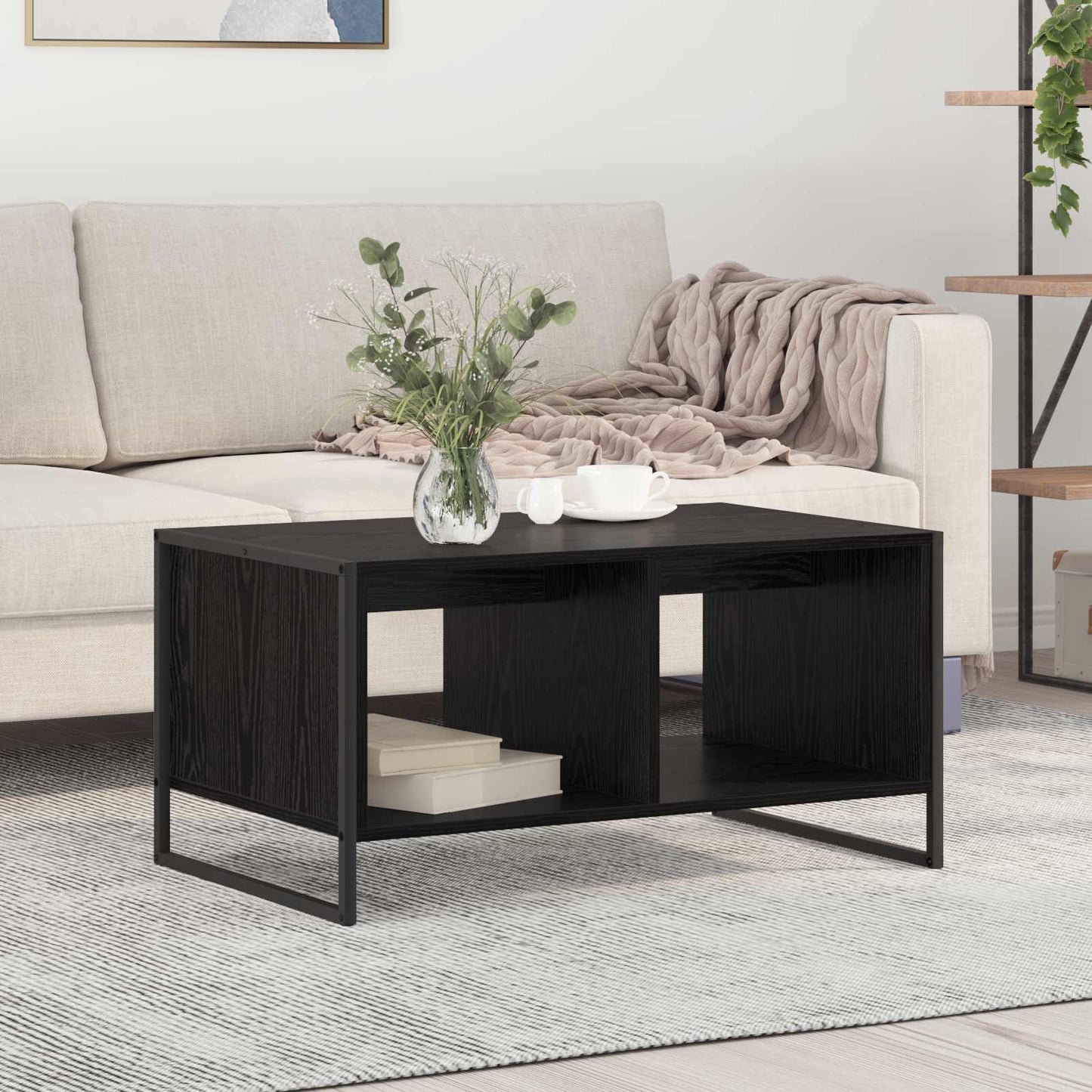 Kaffebord Svart Eik 80 x 50 x 40 cm Konstruert tre