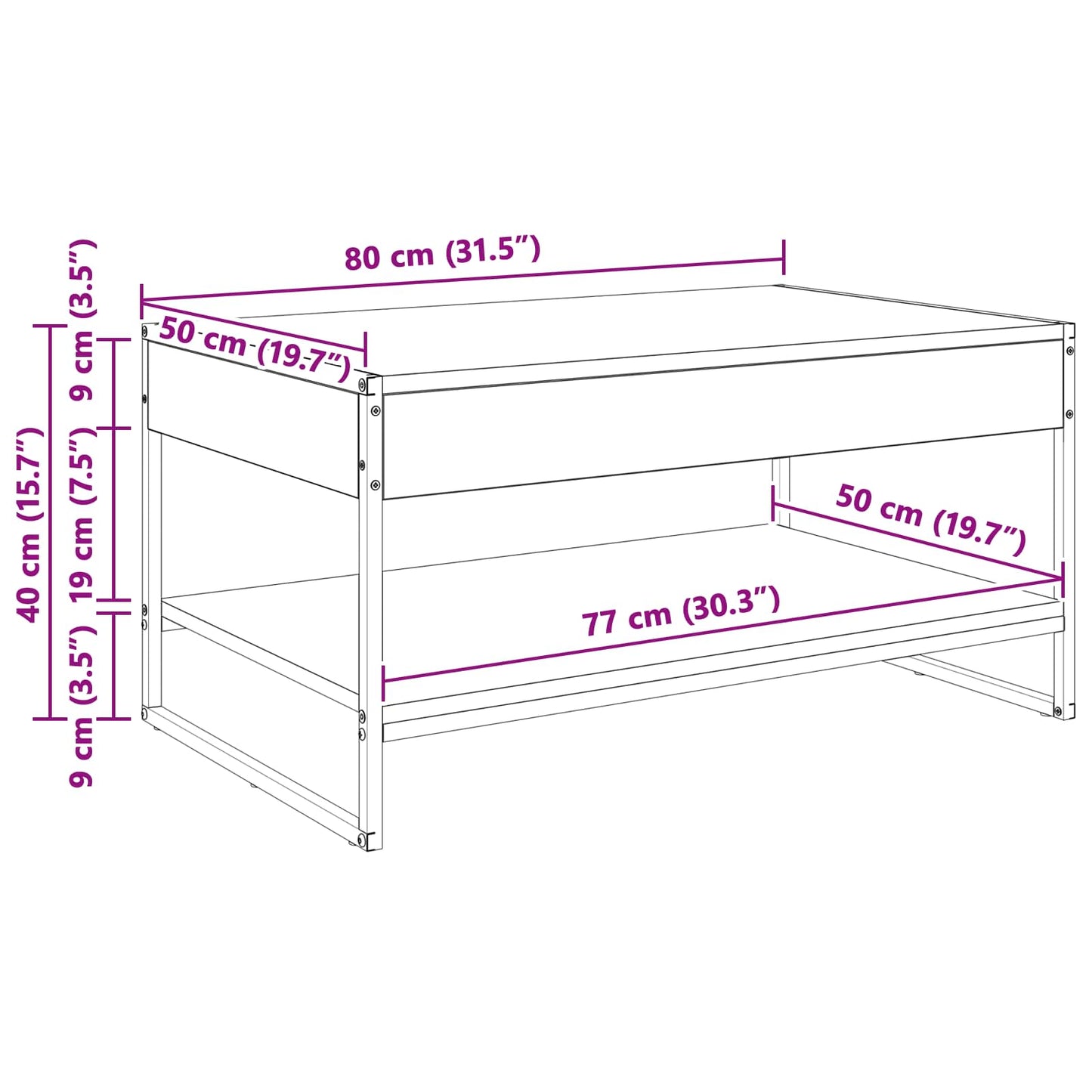Kaffebord Gamle tre 80 x 50 x 40 cm Konstruert tre