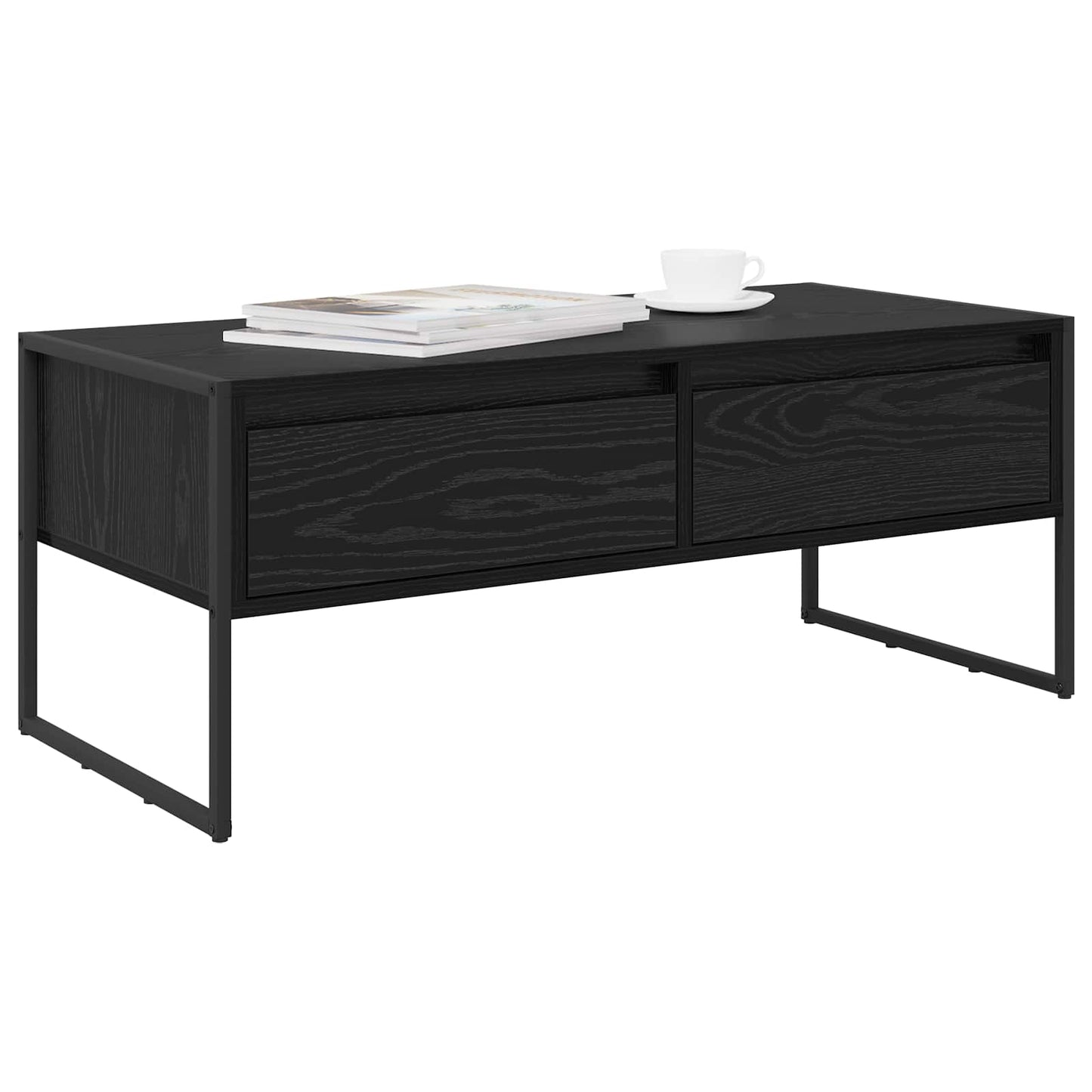 Kaffebord med skuff Svart Eik 100 x 46 x 40 cm Konstruert tre