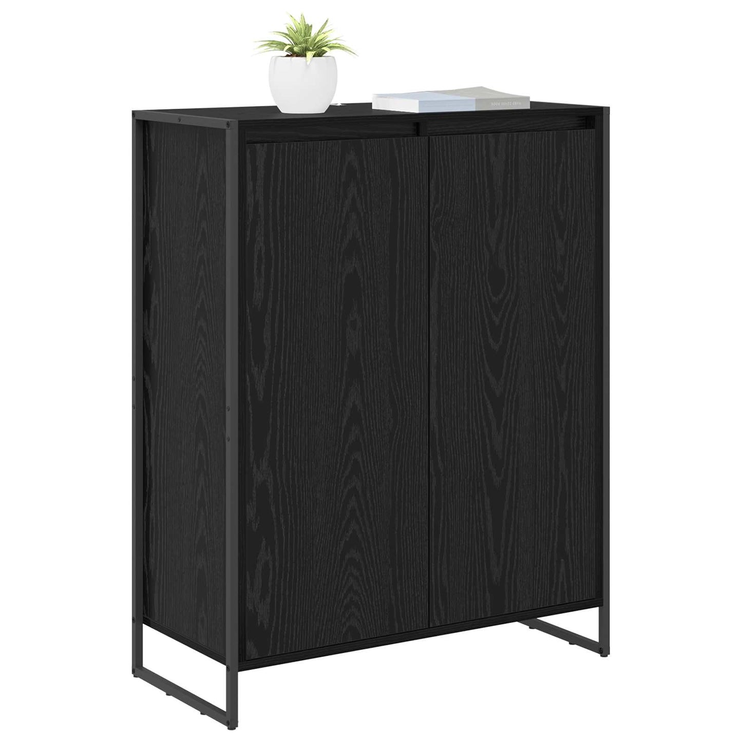 Sko Skap med lagring Svart Eik 79 x 36 x 100 cm Konstruert tre