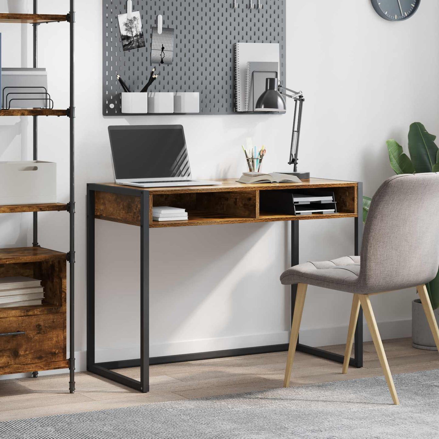 Skrivebord med lagring Røyk Eik 100 x 50 x 75 cm Konstruert tre