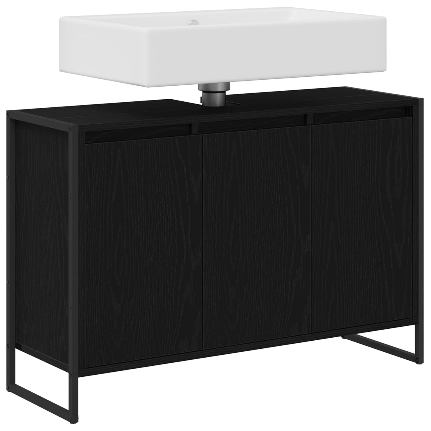 Baderomsskap med dør Svart Eik 90 x 30 x 60 cm Konstruert tre