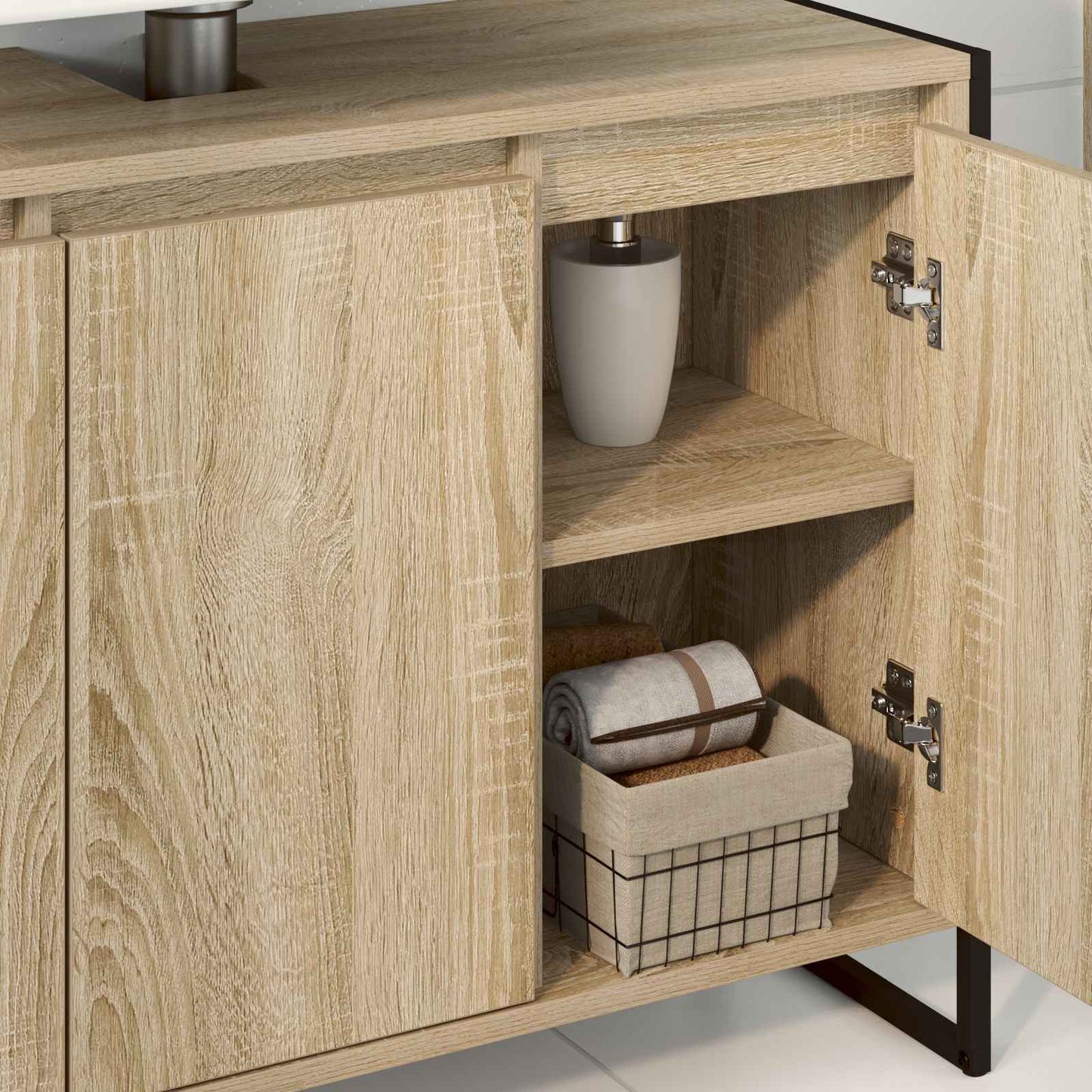 Baderomsskap med lagring Sonoma 90 x 30 x 60 cm Konstruert tre