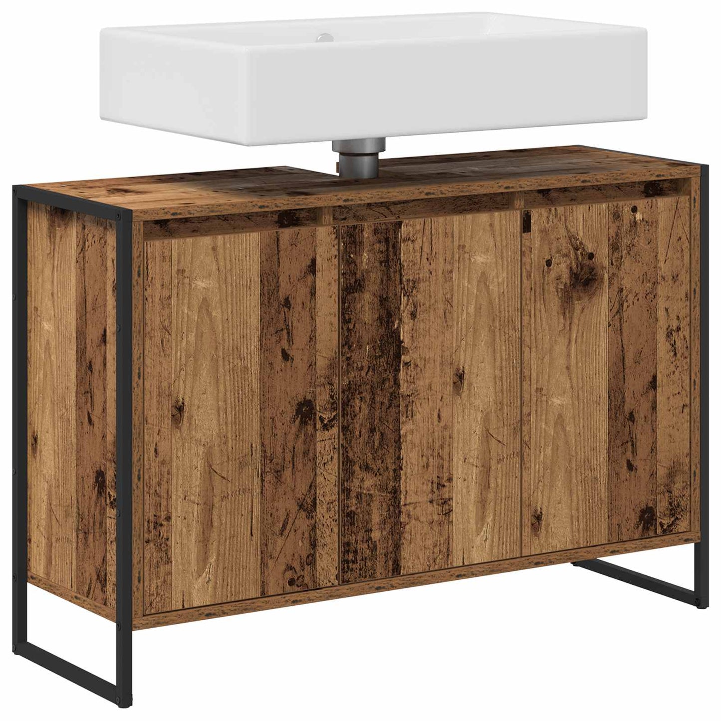 Baderomsskap med dør Gamle tre 90 x 30 x 60 cm Konstruert tre