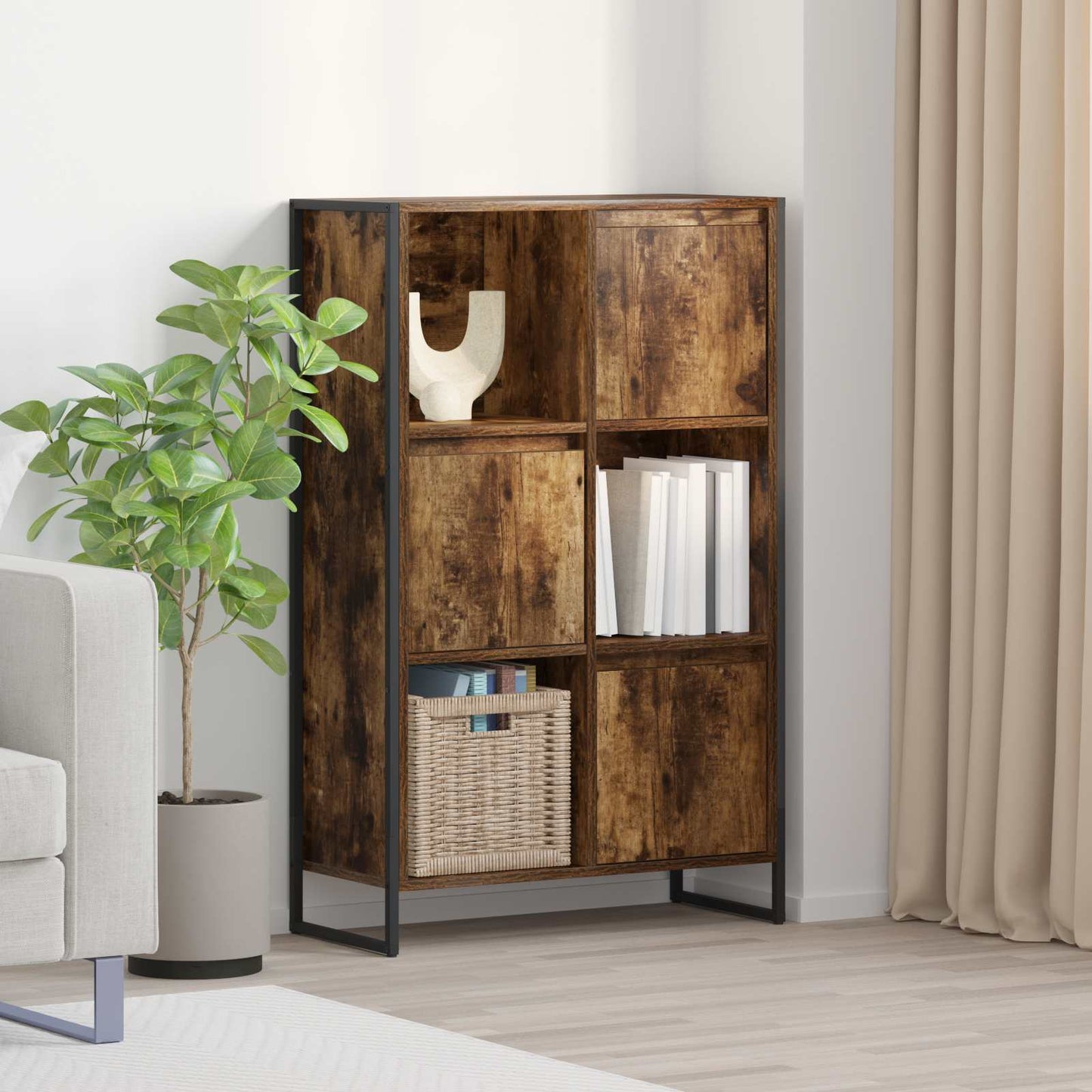 Bokskap Røyk Eik 68 x 30 x 108.5 cm Konstruert tre